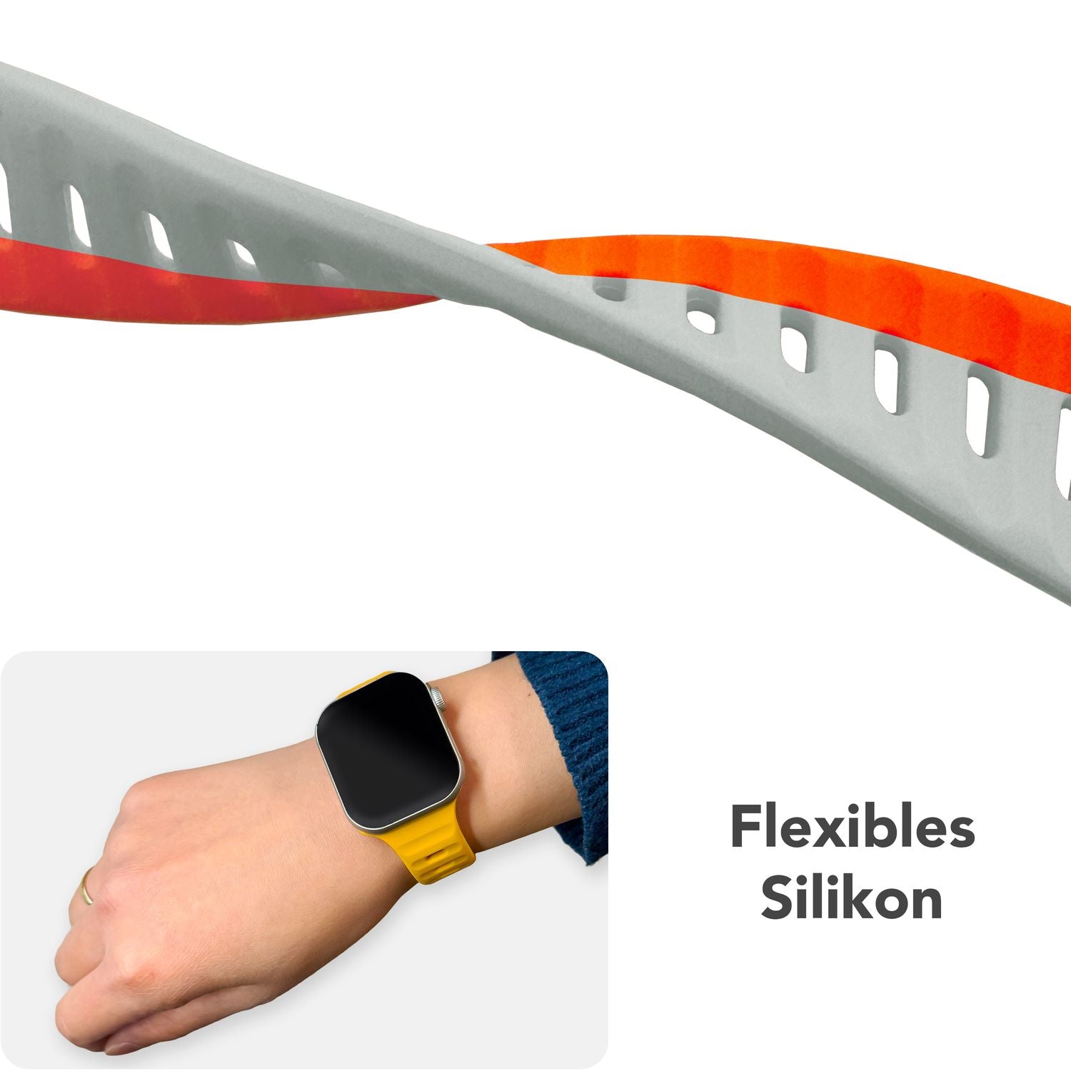 Smartwatch-Armband Silikon strukturiert blau für Apple Watch 42-49 mm