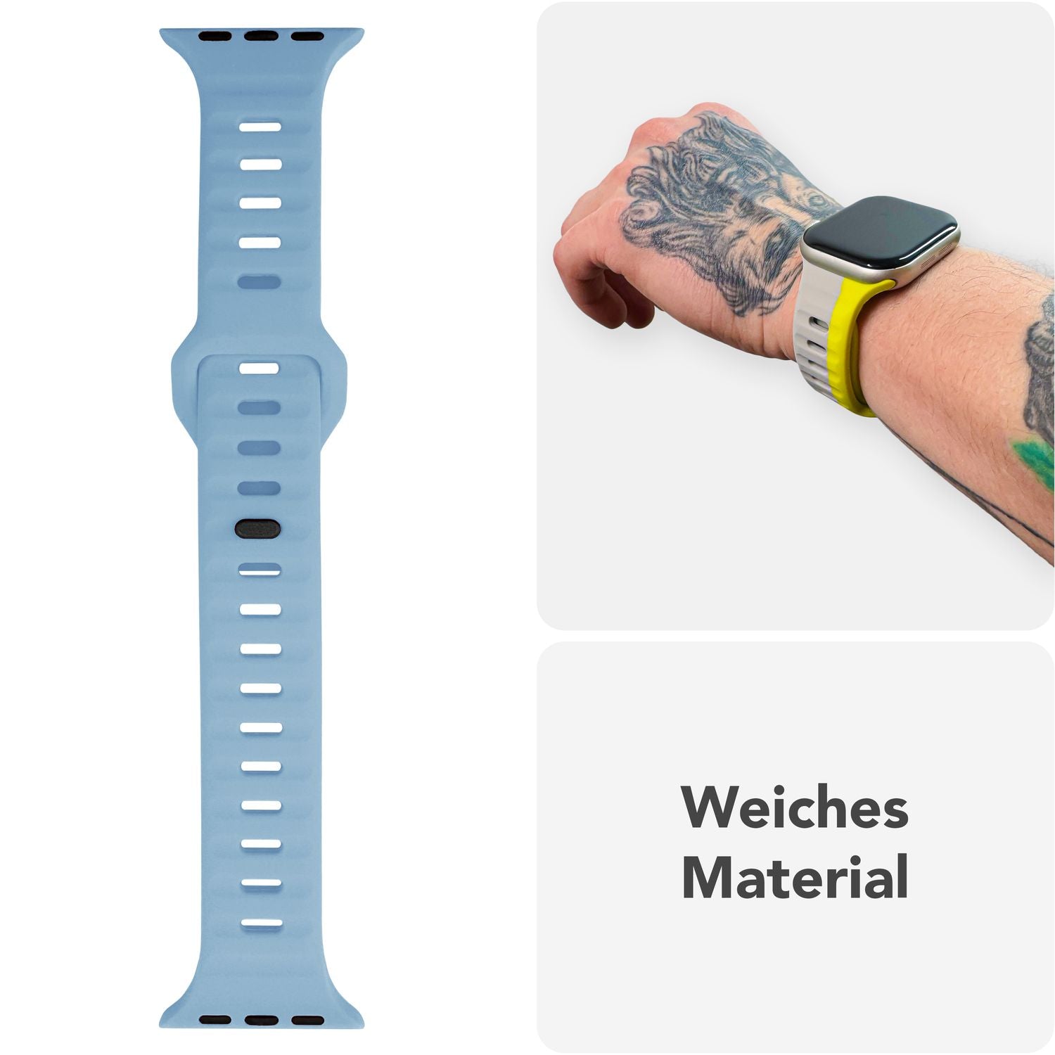 Smartwatch-Armband Silikon strukturiert blau für Apple Watch 42-49 mm