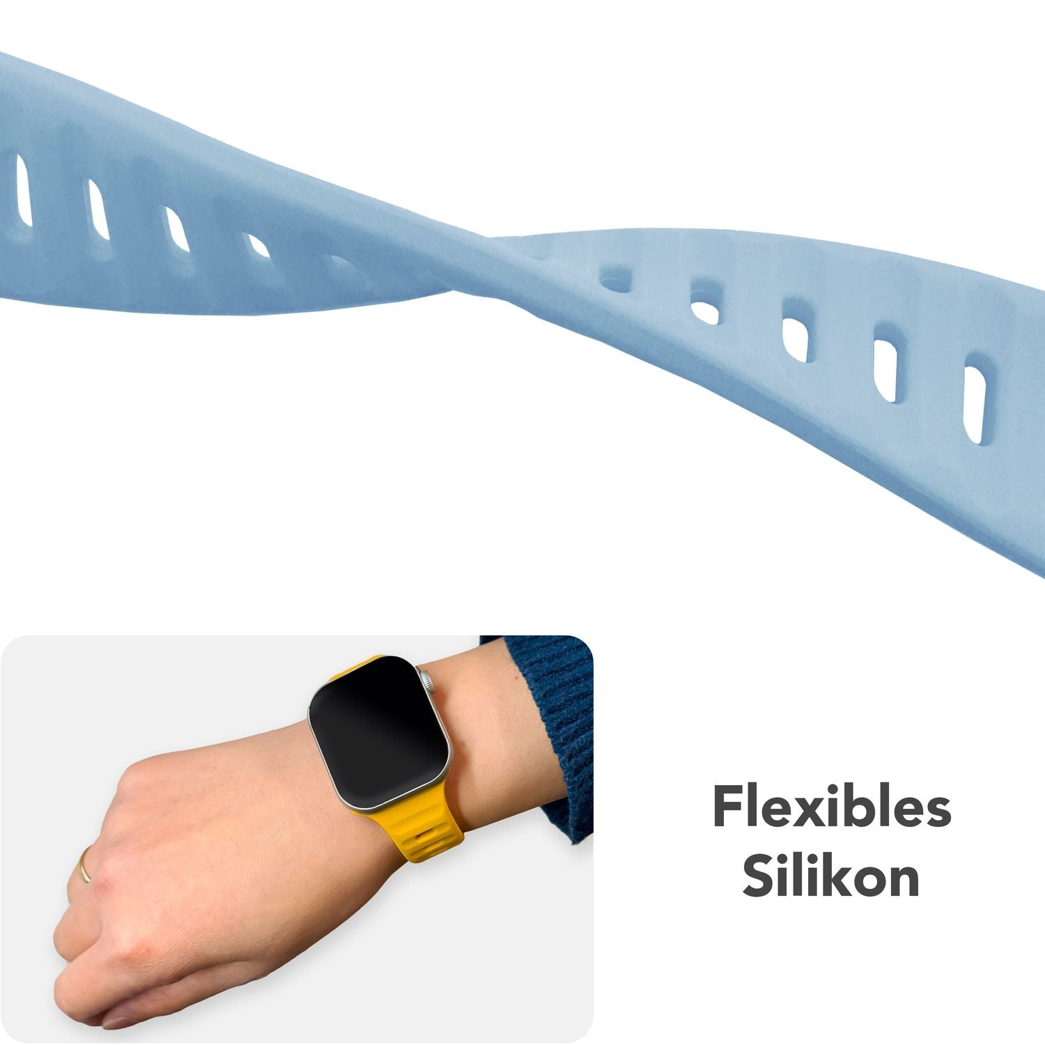 Smartwatch-Armband Silikon strukturiert blau für Apple Watch 42-49 mm
