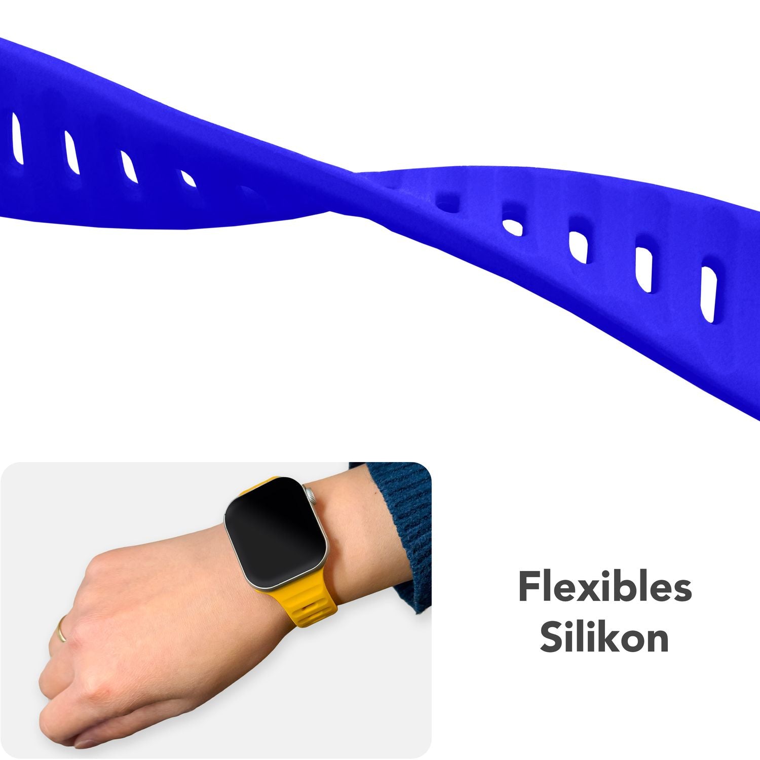 Smartwatch-Armband Silikon strukturiert blau für Apple Watch 42-49 mm
