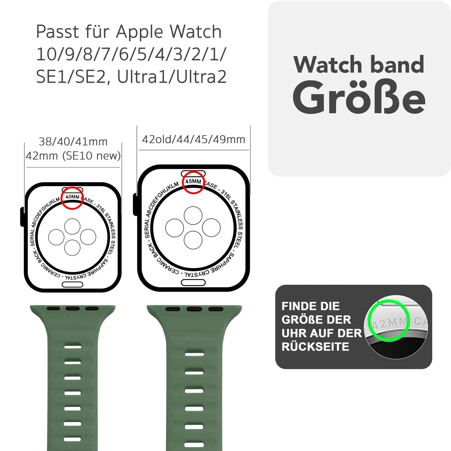 Smartwatch-Armband Silikon strukturiert blau für Apple Watch 42-49 mm