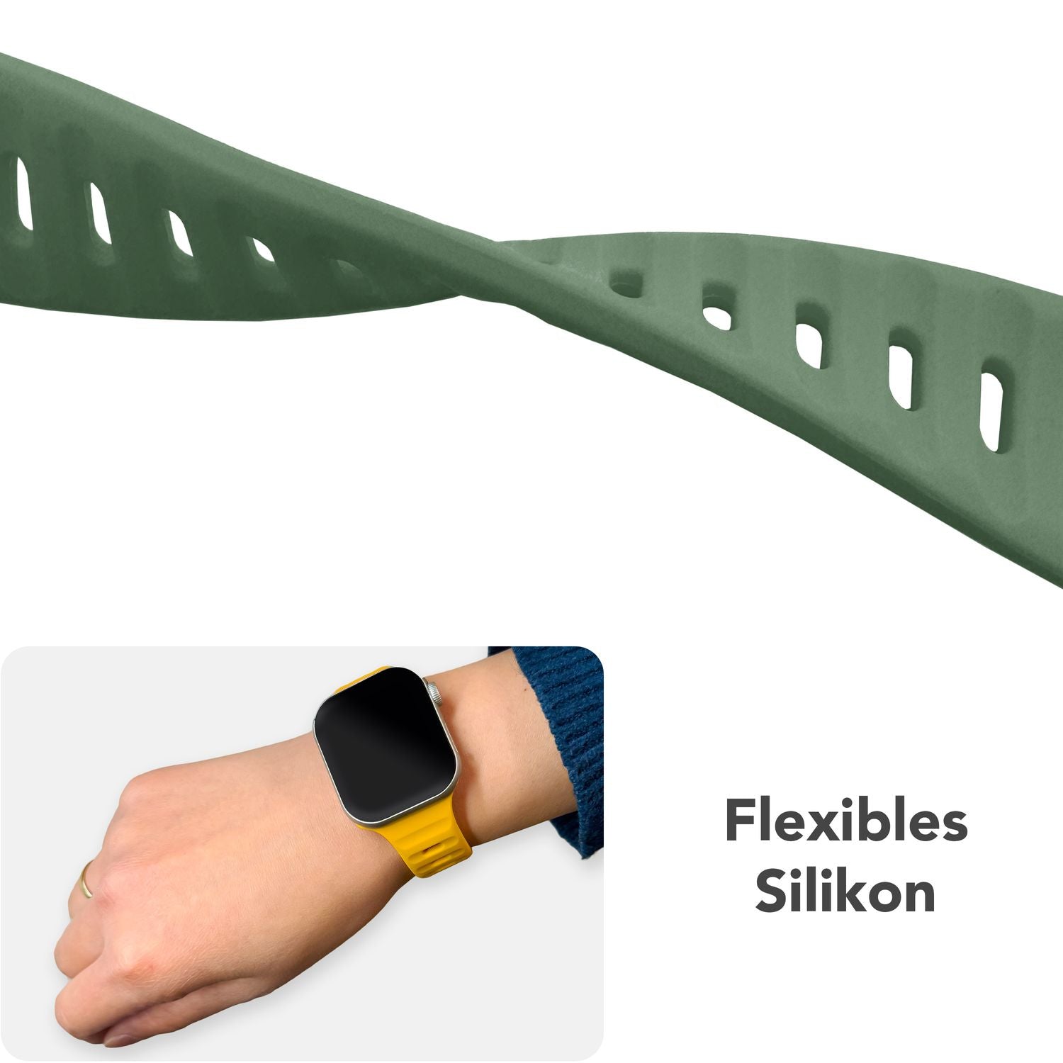 Smartwatch-Armband Silikon strukturiert blau für Apple Watch 42-49 mm