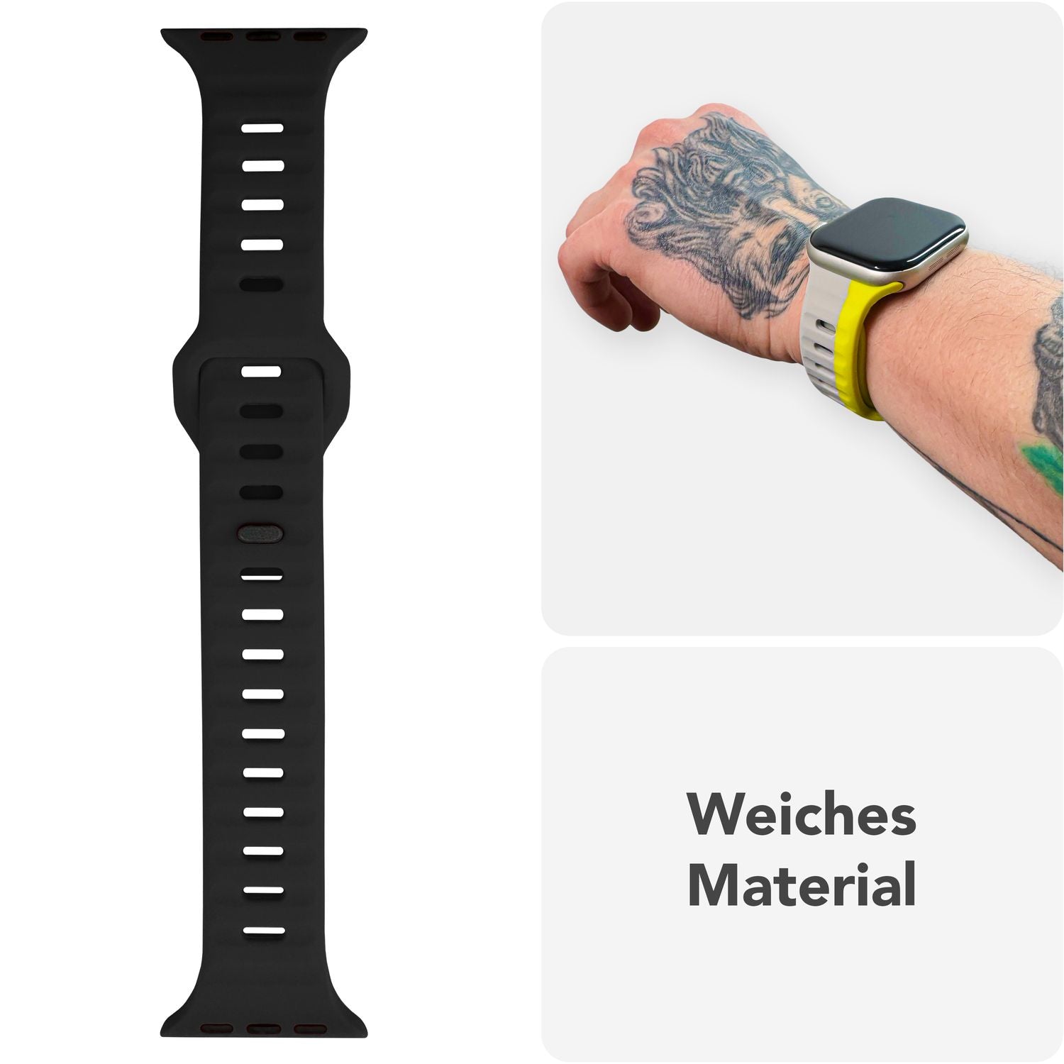 Smartwatch-Armband Silikon strukturiert blau für Apple Watch 42-49 mm