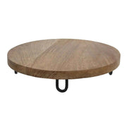 Dekobrett Holz Mangoholz Holzbrett Brett Schale Mango Teller mit Füßen Ø 30 cm
