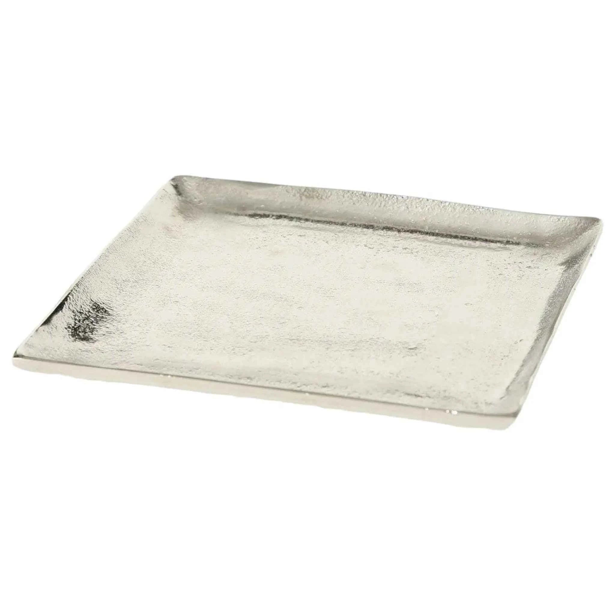 Dekoschale Dekoteller Metall Kerzentablett 25x25 cm Tablett Silber Quadratisch