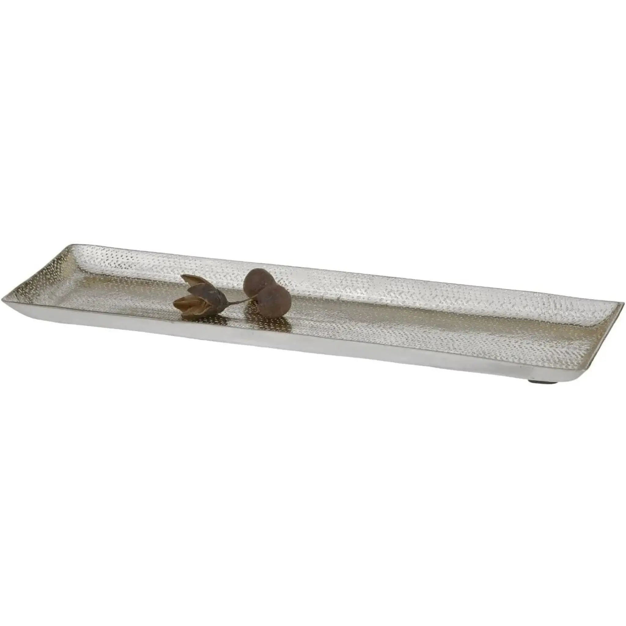 Dekotablett silber Aluminium 29x9 cm Hammerschlag | Miamonda