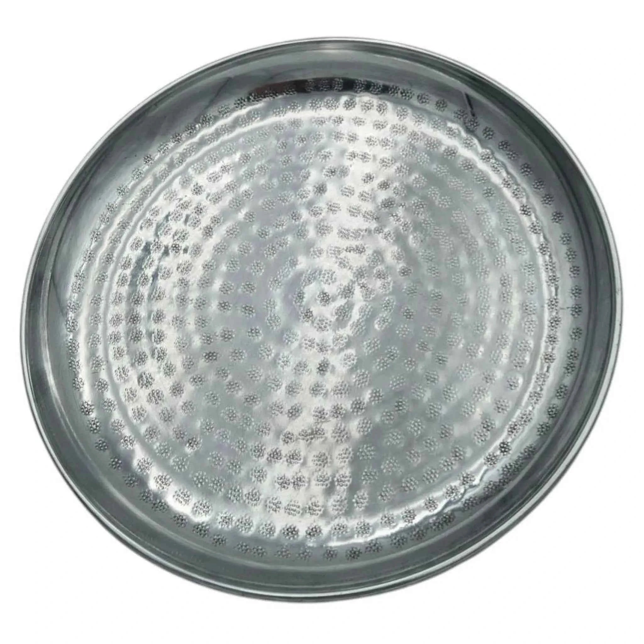 Dekoteller Dekoschale silber Metallschale Hammerschlag Unikat Kerzentablett Kerzenschale