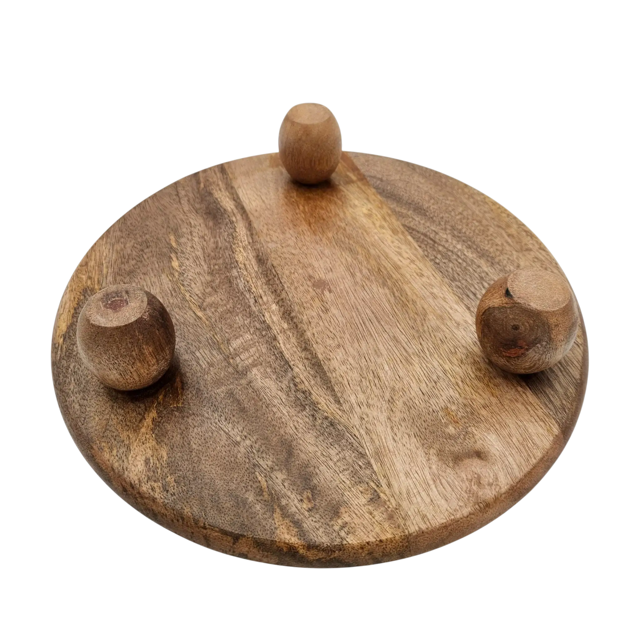 Dekoteller rund auf Füßen Mangoholz 29 cm Holztablett Dekorativ | Miamonda