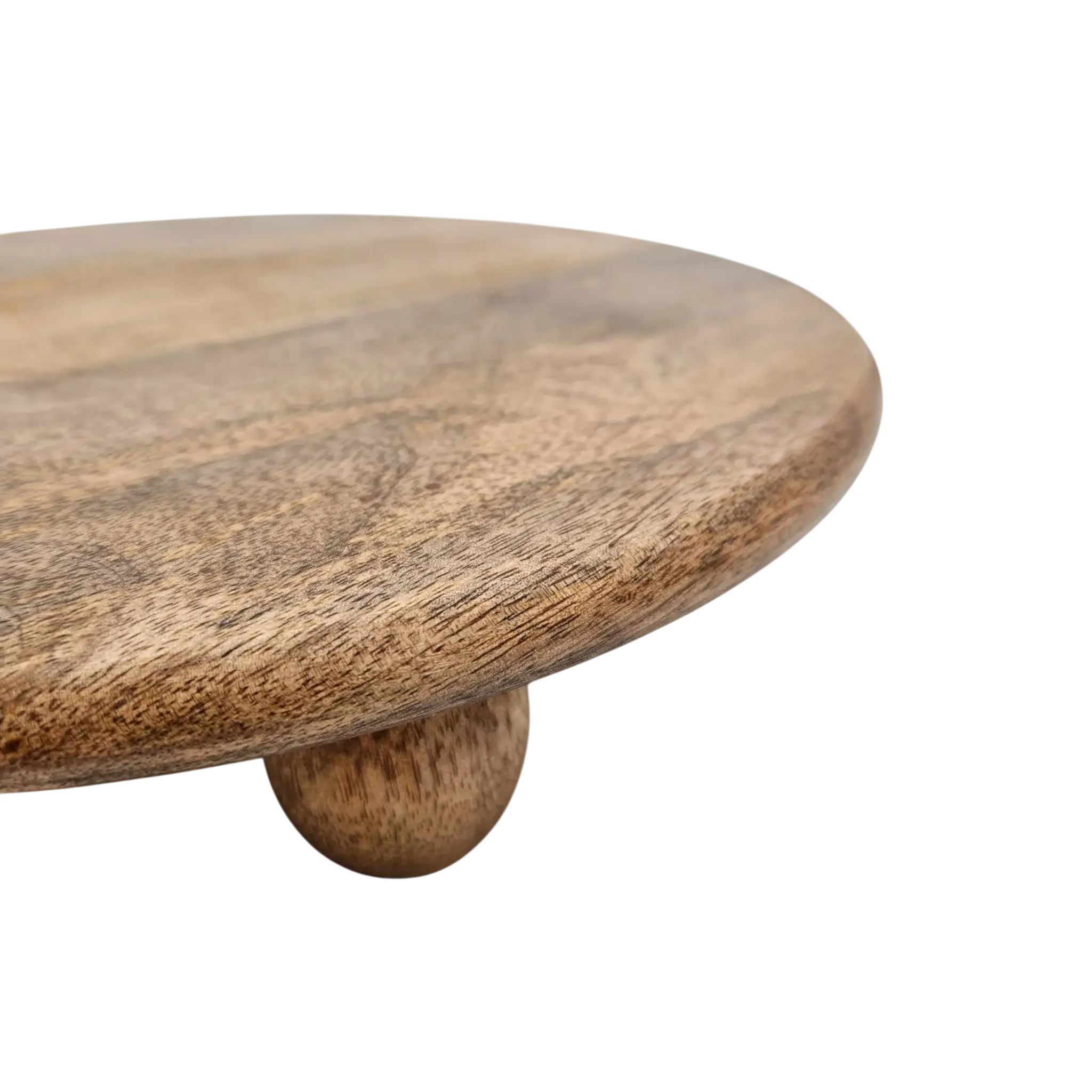Dekoteller rund auf Füßen Mangoholz 29 cm Holztablett Dekorativ | Miamonda