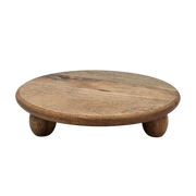 Dekoteller rund auf Füßen Mangoholz 29 cm Holztablett Dekorativ | Miamonda
