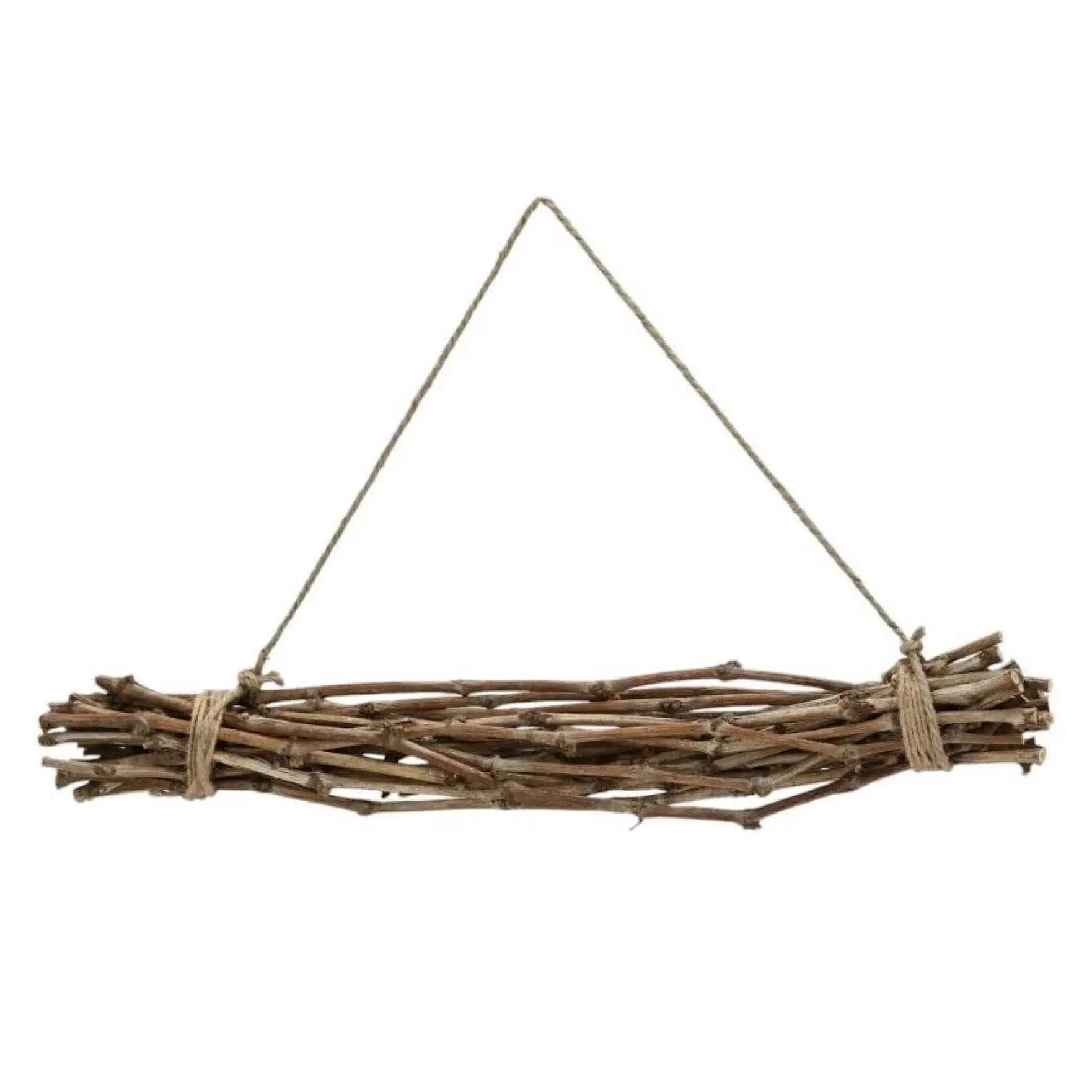 Dekozweige 60 cm Holz naturbraun mit Juteband Fensterhänger | Miamonda