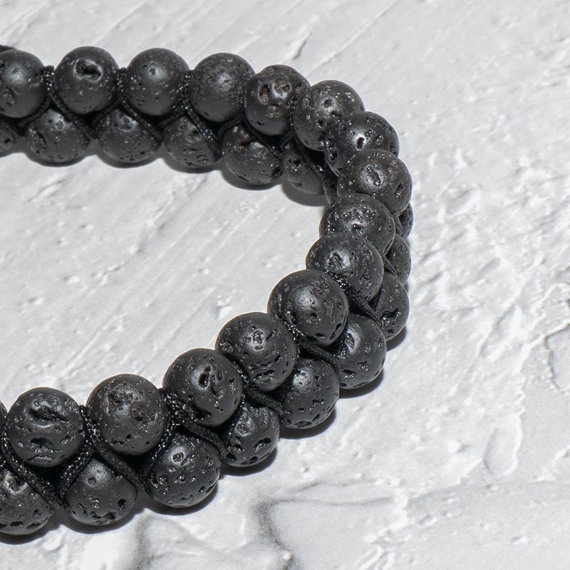 Stylisches Armband aus Lavastein – Zweireihig in Schwarz - Bild 8