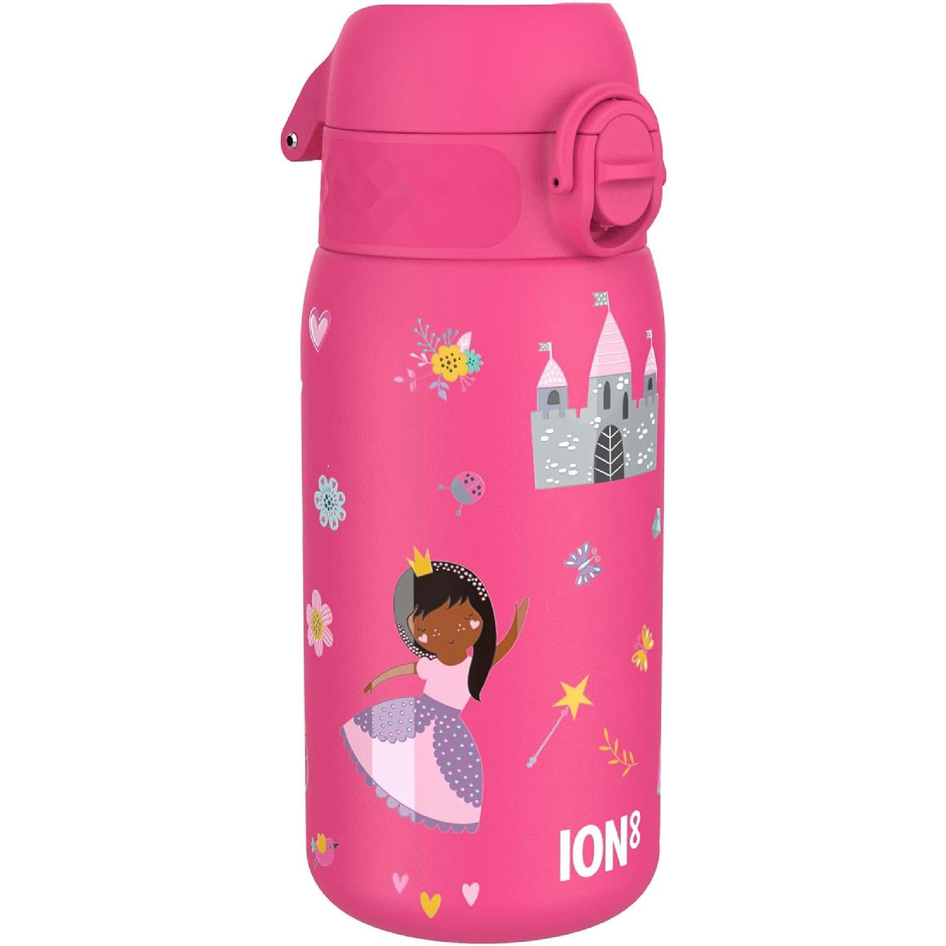 Ion8 Borraccia Acciaio per Bambini, 400ml, a Prova di Perdite, Facile da Aprire, Serratura Sicura, Lavabile in Lavastoviglie, Maniglia per il Trasporto, Facile Pulizia, Durevole, Design Principessa Hauptansicht
