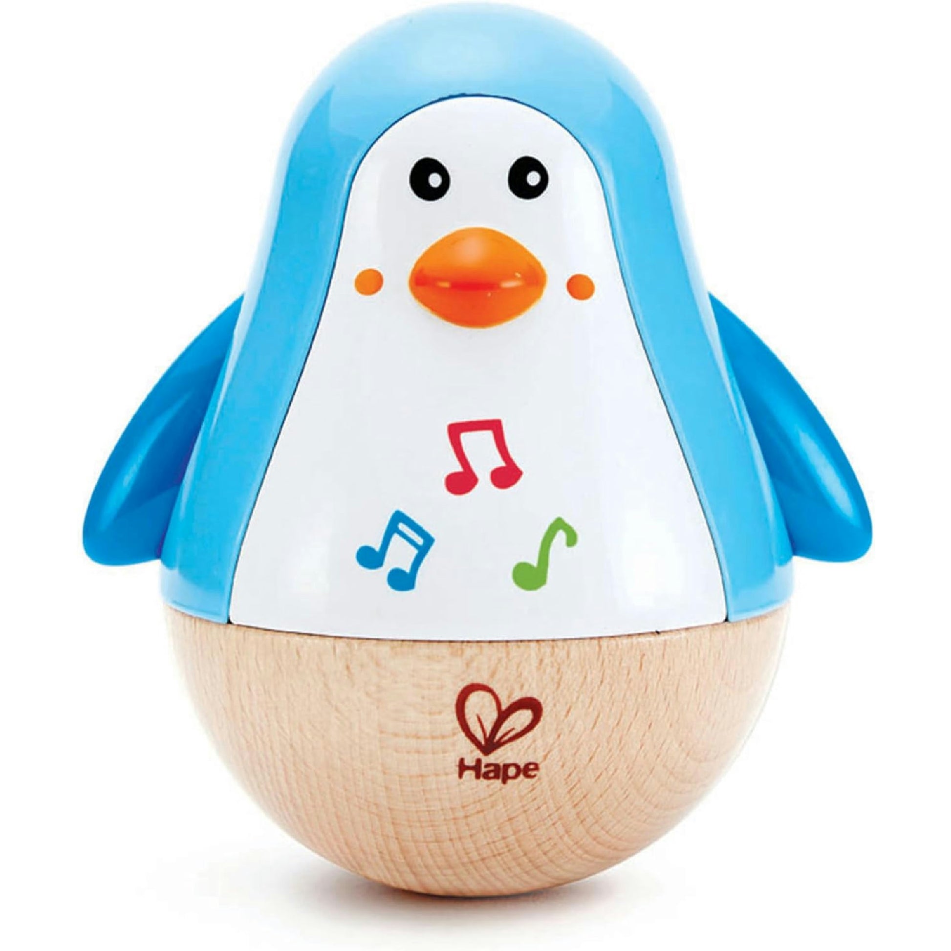 Hape Stehauf-Pinguin, Stehaufmännchen aus Holz, blau, Babyspielzeug ab 6 Monate, Motorikspielzeug aus Holz Hauptansicht