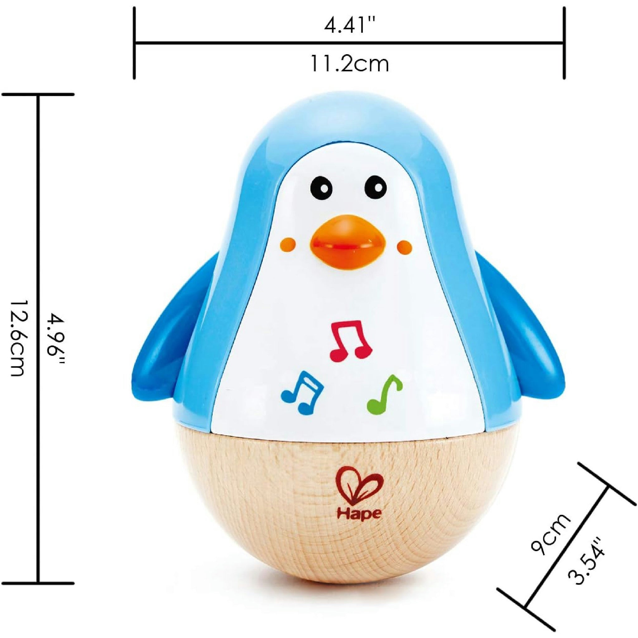 Hape Stehauf-Pinguin, Stehaufmännchen aus Holz, blau, Babyspielzeug ab 6 Monate, Motorikspielzeug aus Holz Hauptansicht