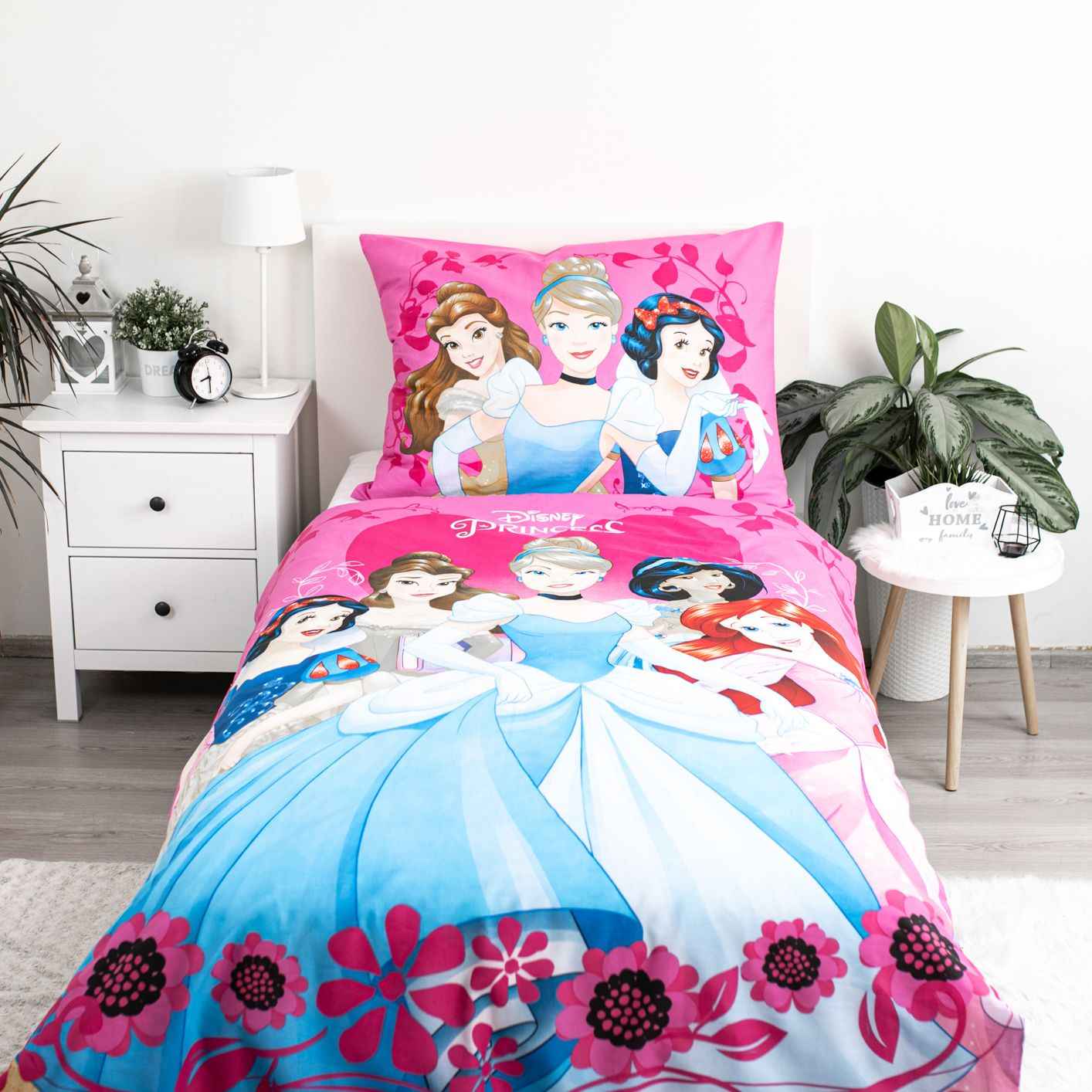 Disney Prinzessinnen Bettwäsche - 140x200 cm Baumwolle Kissen und Decke