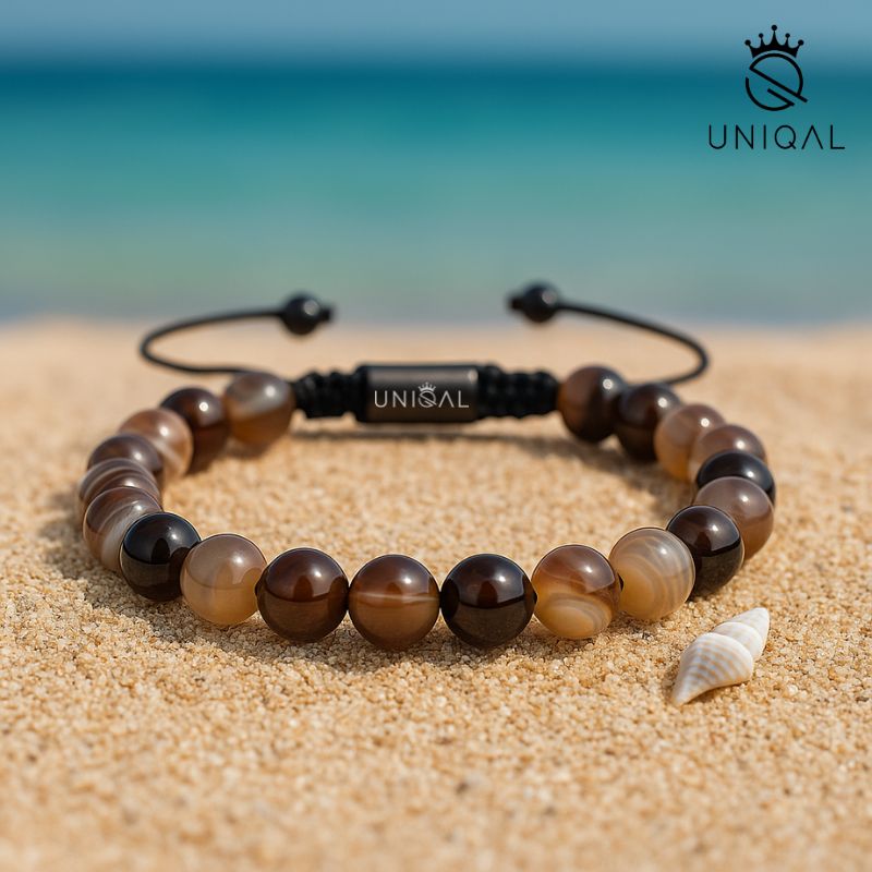 Elegantes Botswana Achat Armband 8mm für deinen individuellen Stil