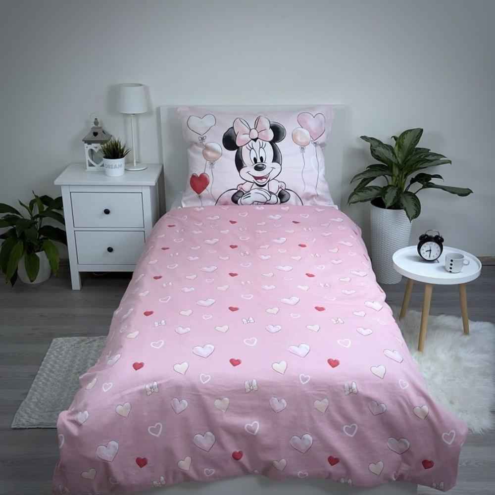 Minnie Maus rosa Bettwäsche - weiche Baumwolle 140x200 cm Kissen und Decke