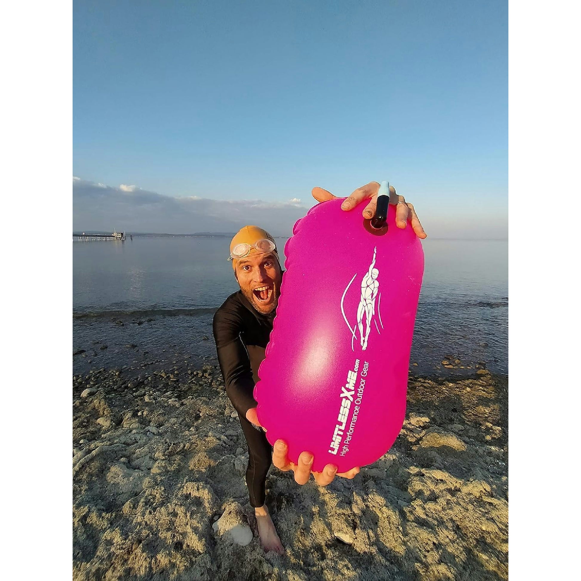 Schwimmboje & Handyhülle — 15l Pink. Sicherheit beim Schwimmen, Open Water und Triathlon. Swimming Buoy, Swim Bubble, Schwimm Boj aufblasbar Hauptansicht