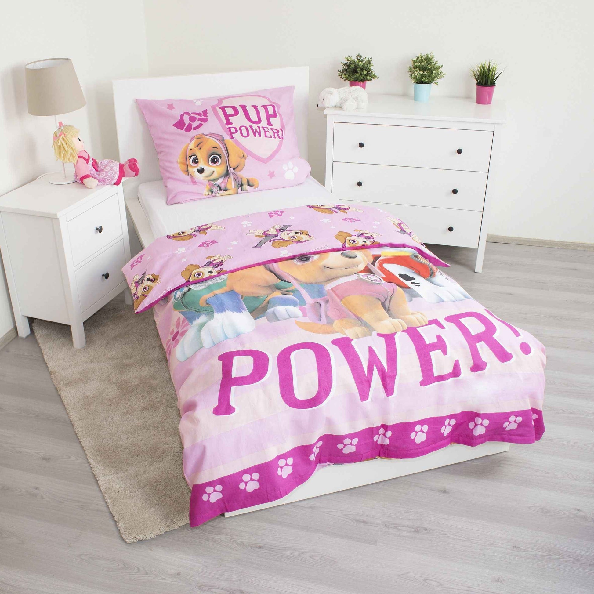 Paw Patrol rosa Bettwäsche - weiche Baumwolle 140x200 cm Kissen und Decke
