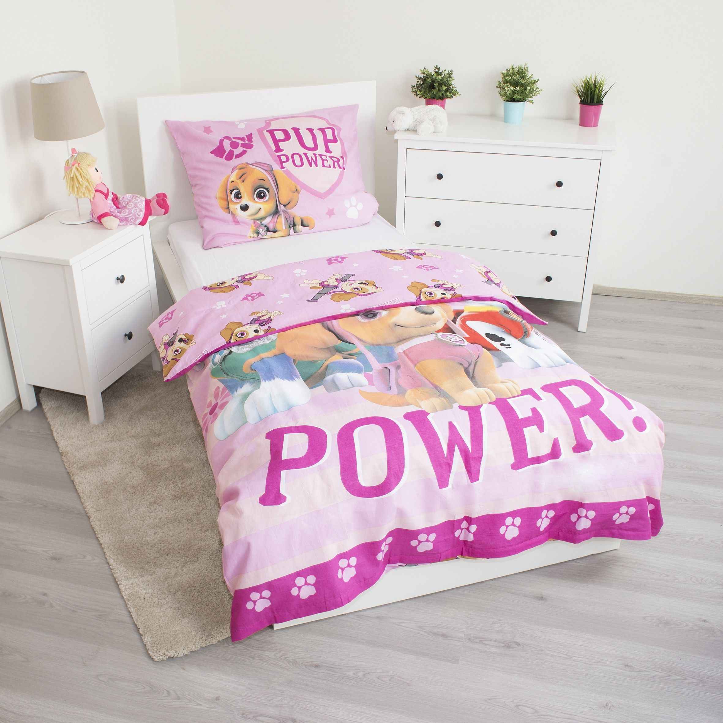 Paw Patrol rosa Bettwäsche - weiche Baumwolle 140x200 cm Kissen und Decke