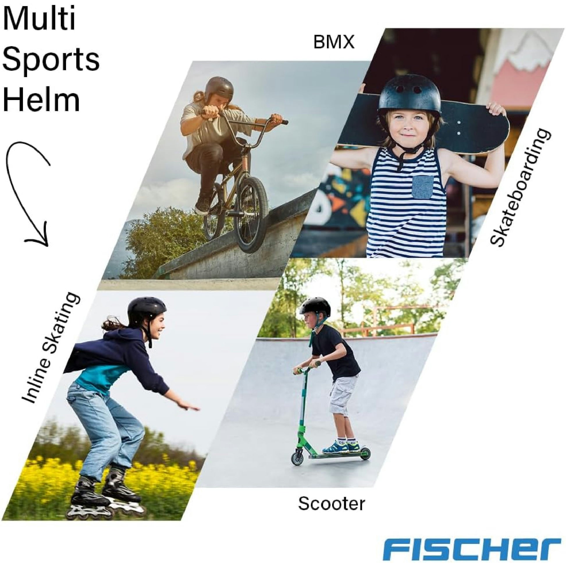Fischer BMX Fahrradhelm Plus Radhelm, Dirt Bike Helm mit integriertem LED-Rücklicht, Game/hellblau, S/M, 54-59cm Hauptansicht