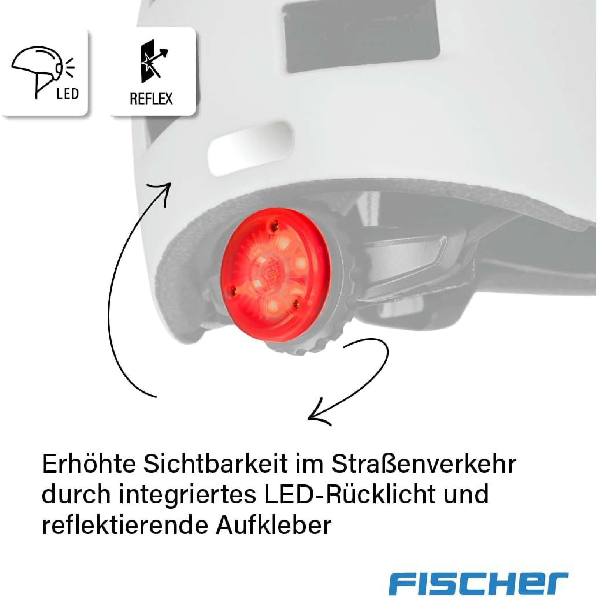 Fischer BMX Fahrradhelm Plus Radhelm, Dirt Bike Helm mit integriertem LED-Rücklicht, Game/hellblau, S/M, 54-59cm Hauptansicht