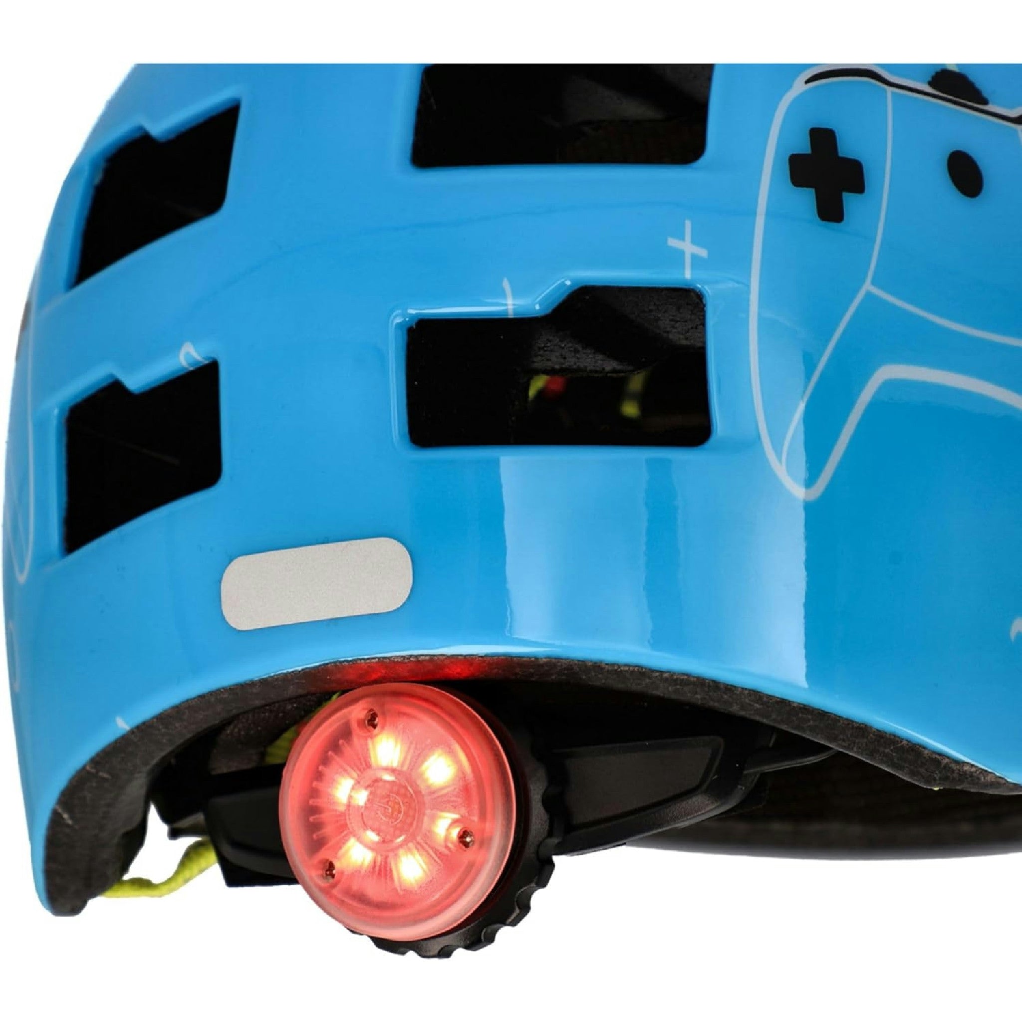 Fischer BMX Fahrradhelm Plus Radhelm, Dirt Bike Helm mit integriertem LED-Rücklicht, Game/hellblau, S/M, 54-59cm Hauptansicht