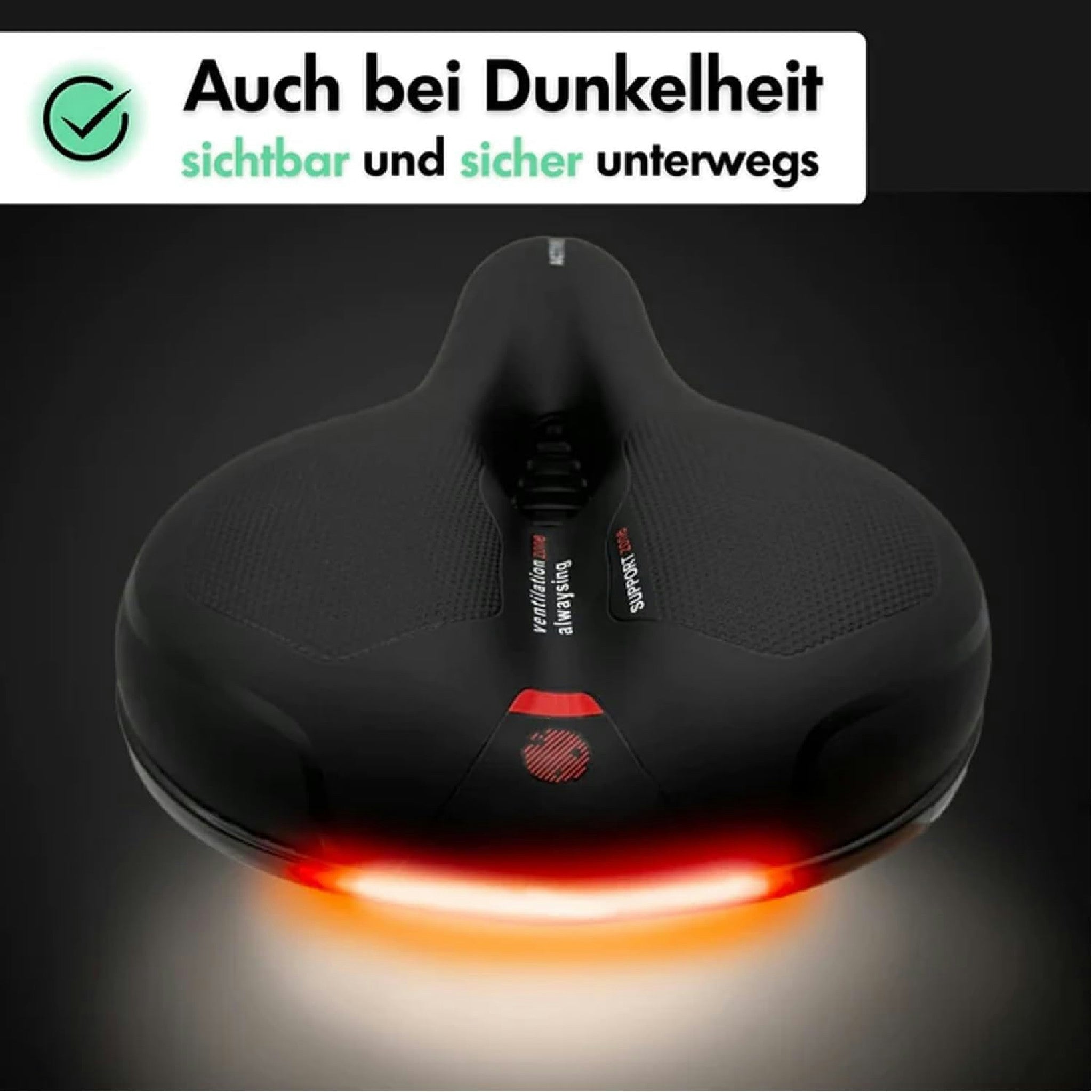 Cloud Comfort Pro 2.0 Fahrradsattel, Bequem Weich Memory Foam Ergonomisch Stoßdämpfend Atmungsaktiv Fahrrad Sattel, Cityradsättel Mountainbikesättel mit Federung für Herren Damen Kinder (Rot-Pro 2.0) Hauptansicht