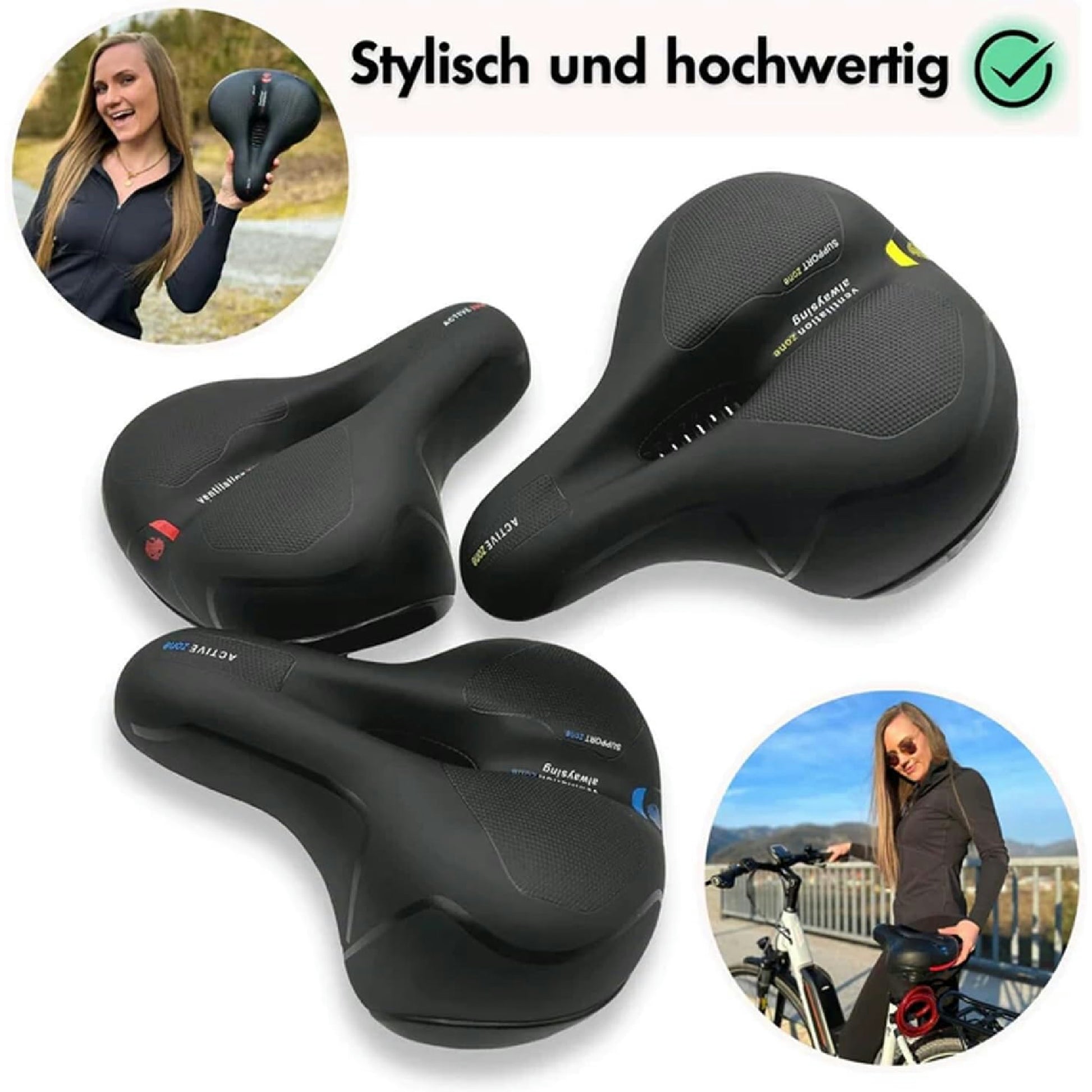 Cloud Comfort Pro 2.0 Fahrradsattel, Bequem Weich Memory Foam Ergonomisch Stoßdämpfend Atmungsaktiv Fahrrad Sattel, Cityradsättel Mountainbikesättel mit Federung für Herren Damen Kinder (Rot-Pro 2.0) Hauptansicht