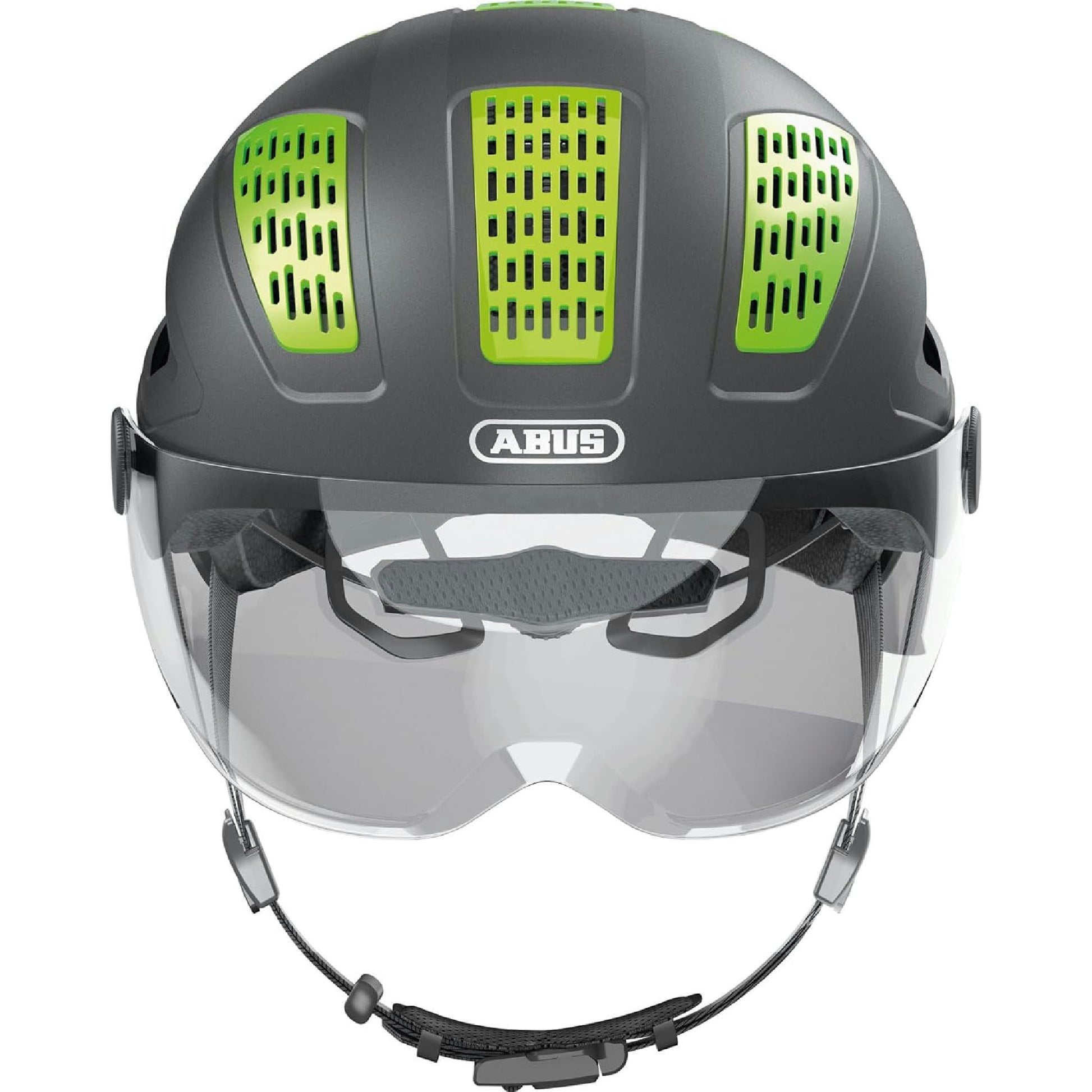 ABUS Stadthelm Hyban 2.0 ACE - Fahrradhelm mit Visier, Licht und ABS-Hartschale - für Damen und Herren - Grau (titan), Größe XL Hauptansicht