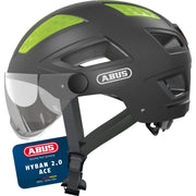 ABUS Stadthelm Hyban 2.0 ACE - Fahrradhelm mit Visier, Licht und ABS-Hartschale - für Damen und Herren - Grau (titan), Größe XL Hauptansicht