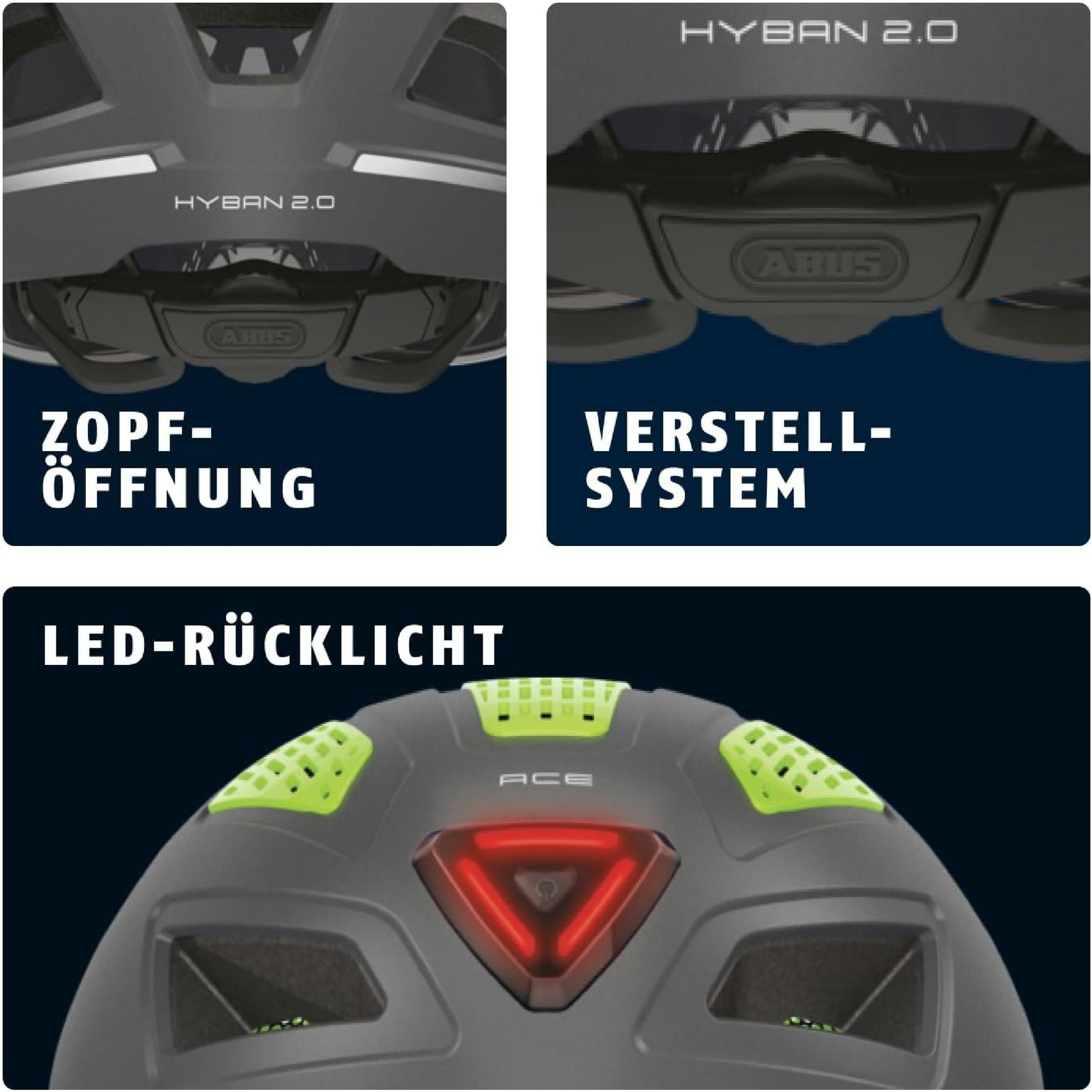 ABUS Stadthelm Hyban 2.0 ACE - Fahrradhelm mit Visier, Licht und ABS-Hartschale - für Damen und Herren - Grau (titan), Größe XL Hauptansicht