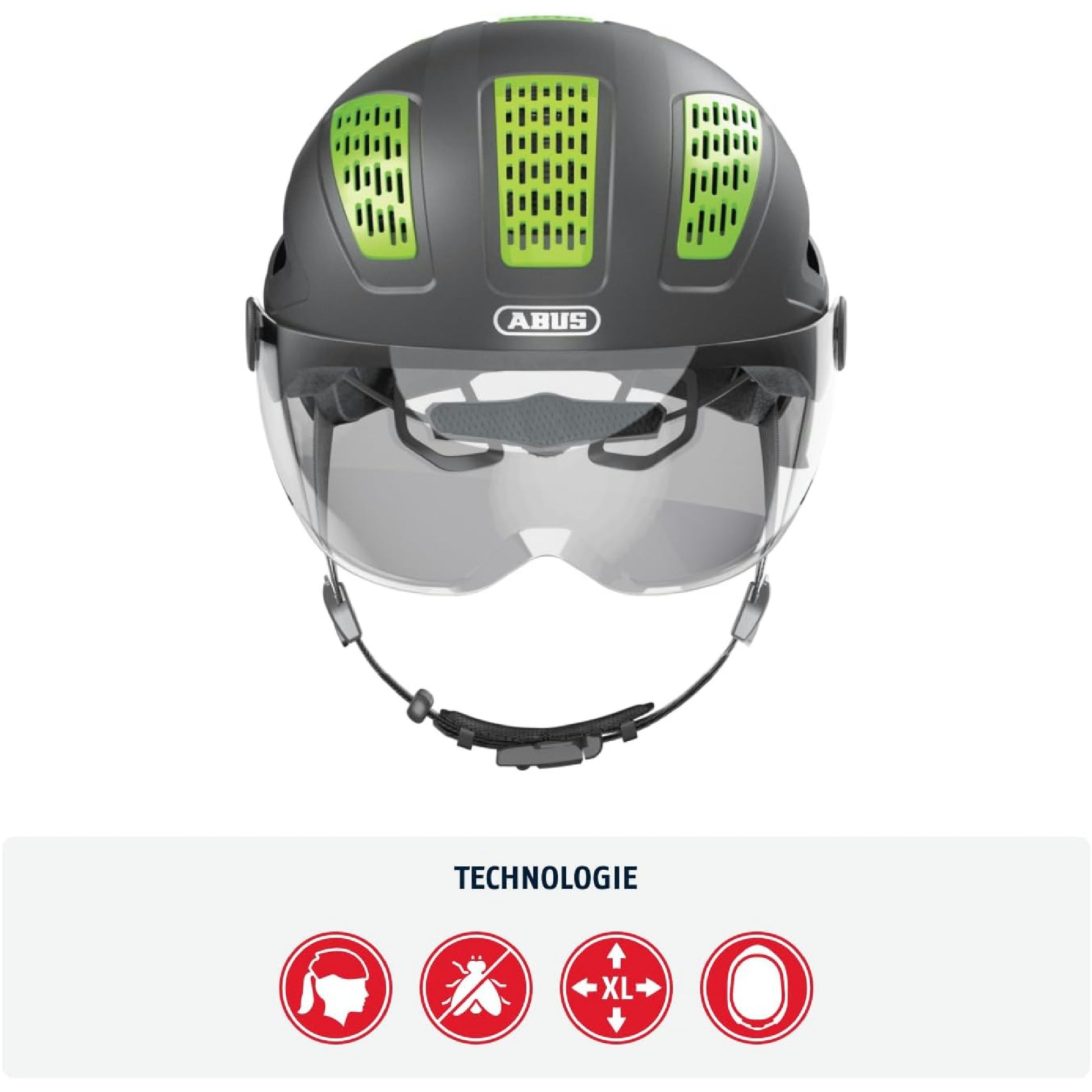 ABUS Stadthelm Hyban 2.0 ACE - Fahrradhelm mit Visier, Licht und ABS-Hartschale - für Damen und Herren - Grau (titan), Größe XL Hauptansicht