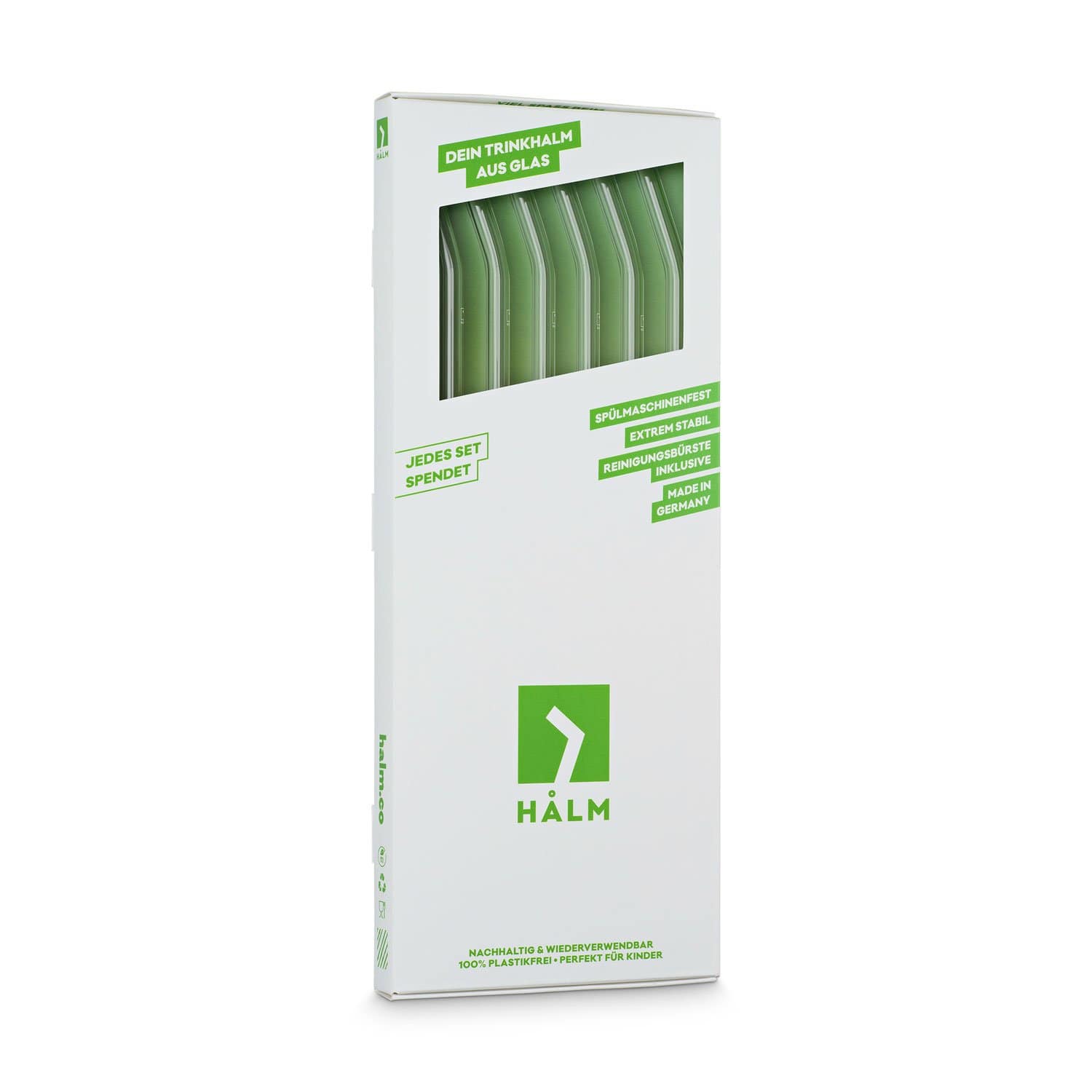 Glasstrohhalme gebogen 30 cm 6er Set spülmaschinenfest | HALM Straws