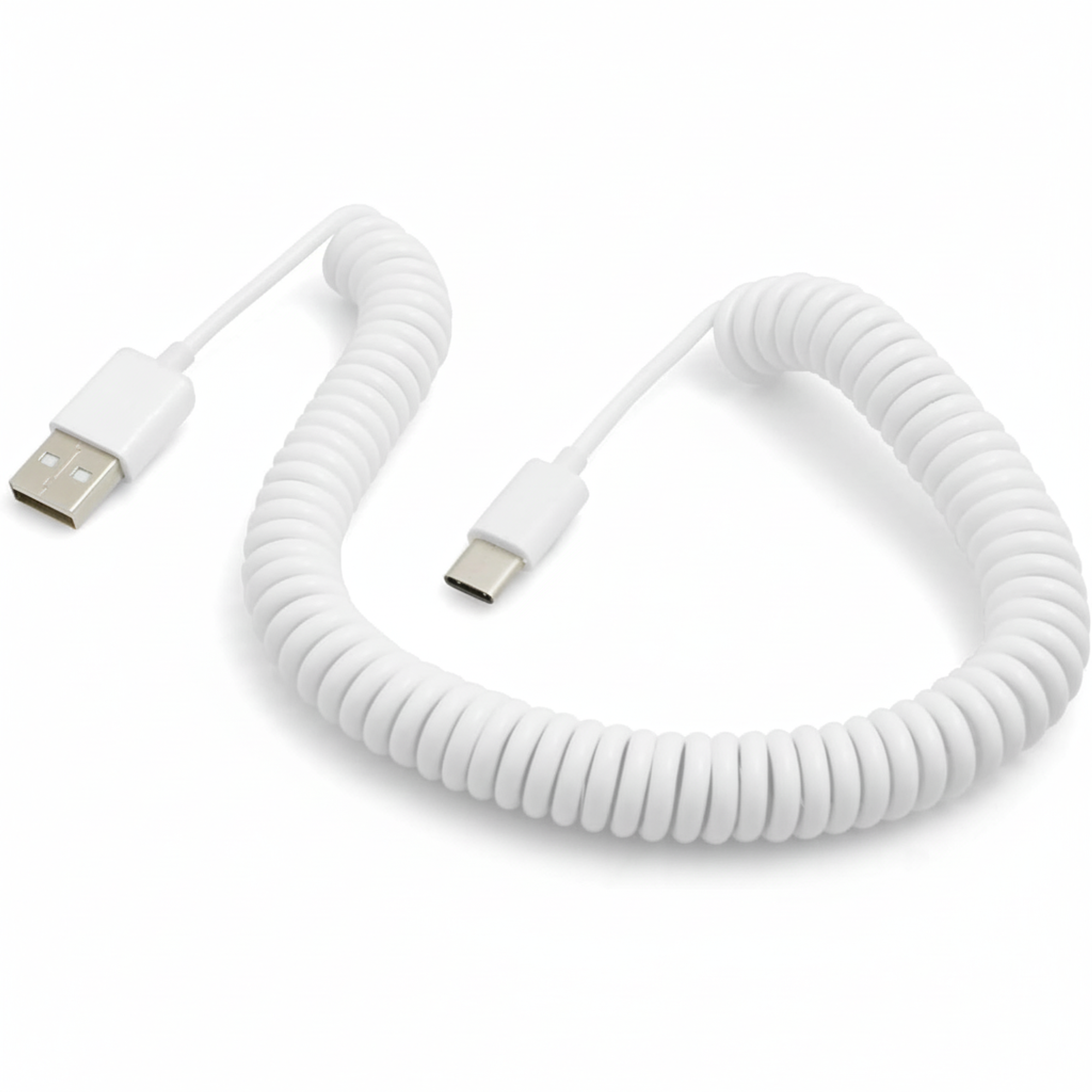 Spiralkabel USB-C auf USB-A 100–200 cm weiß USB 2.0 | System-S