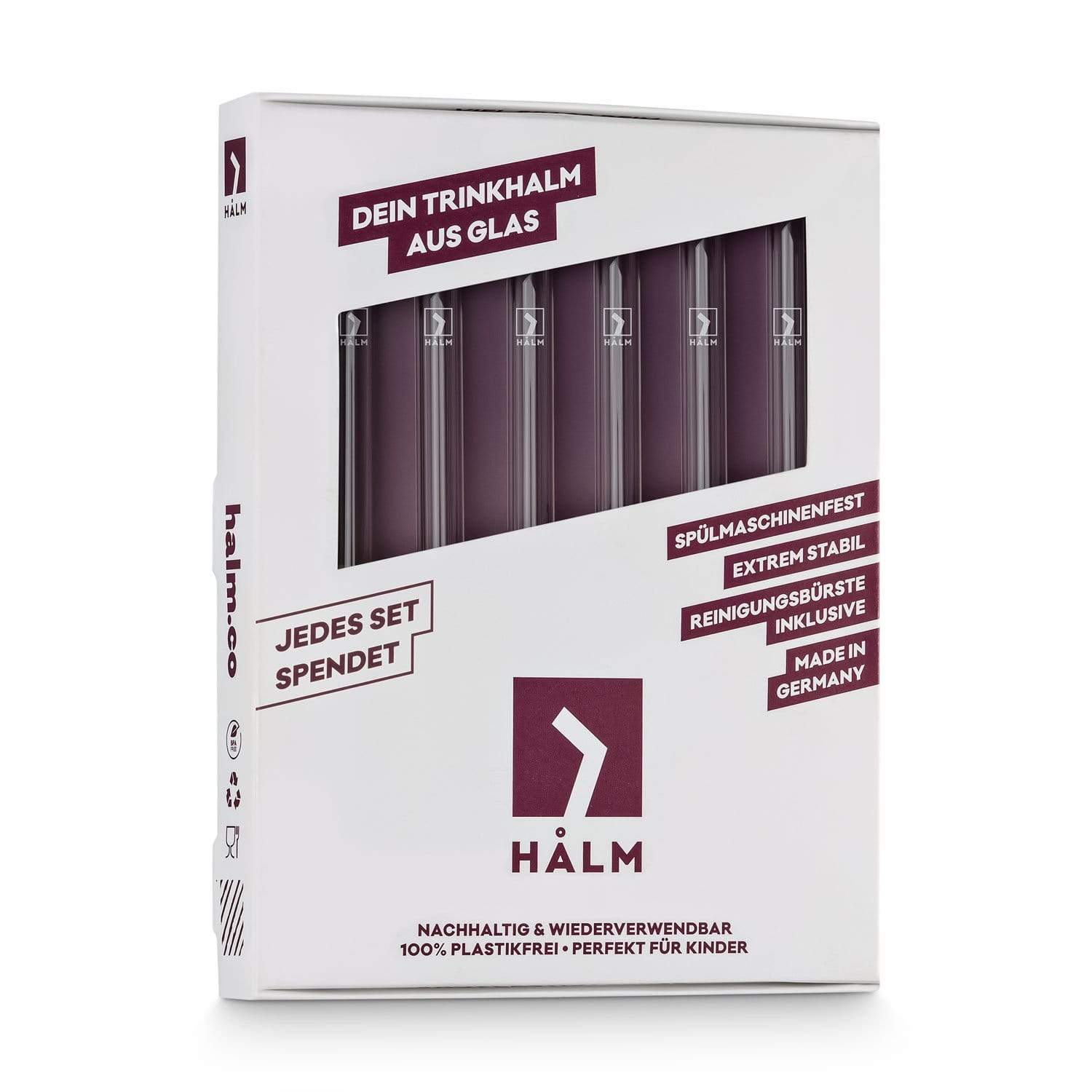 Glasstrohhalme 15 cm gerade 6er Set spülmaschinenfest wiederverwendbar