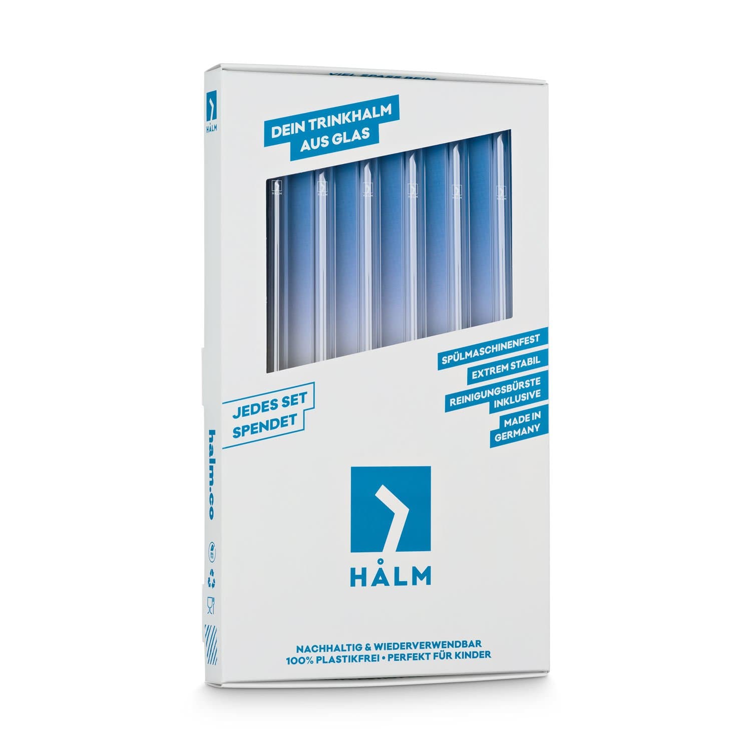 Glasstrohhalme 20 cm personalisierbar 6er Set mit Gravur | HALM Straws