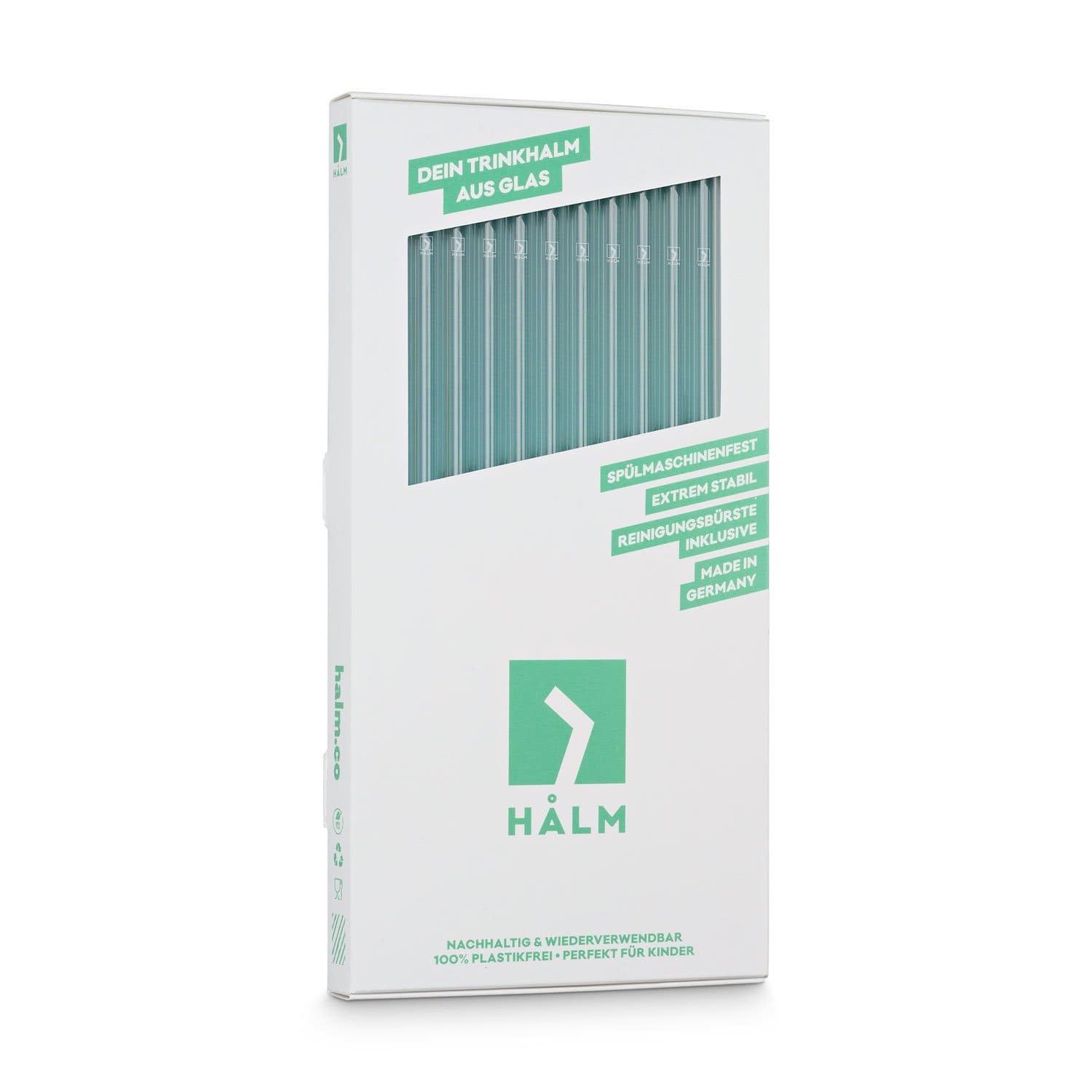 Glasstrohhalme 23 cm transparent 20 Stück mit Reinigungsbürste | HALM Straws