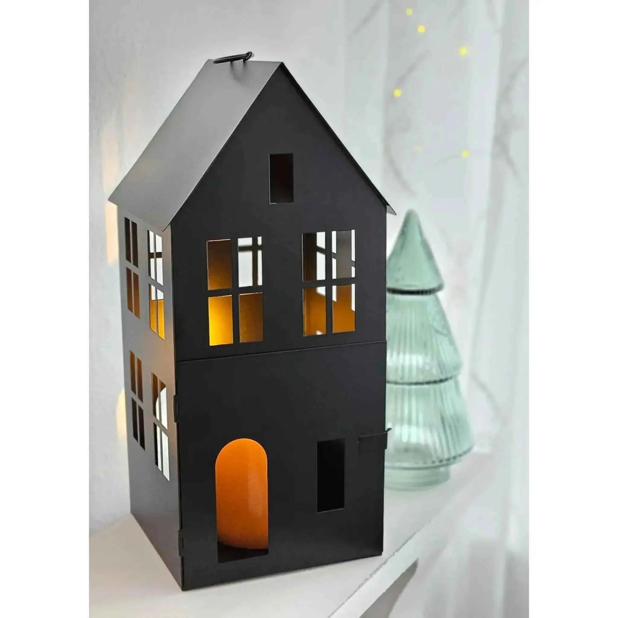 Haus Metall schwarz Dekoration meinposten 3 Set Laternen Windlicht