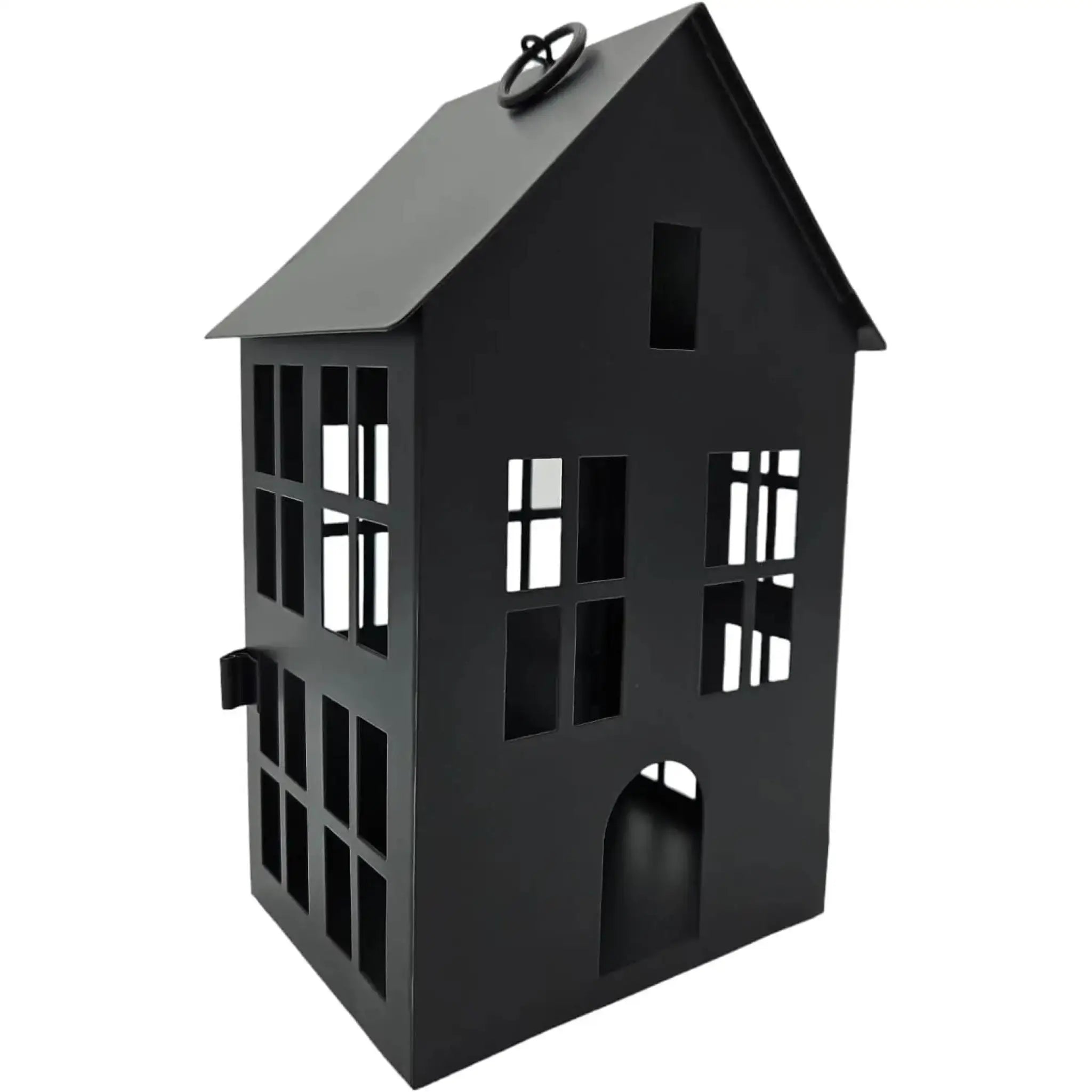 Laternen 3er Set Hausform Metall schwarz matt 13-35 cm | Miamonda