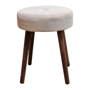 Sitzhocker Cord beige rund 35x45 cm mit Holzbeinen | Miamonda