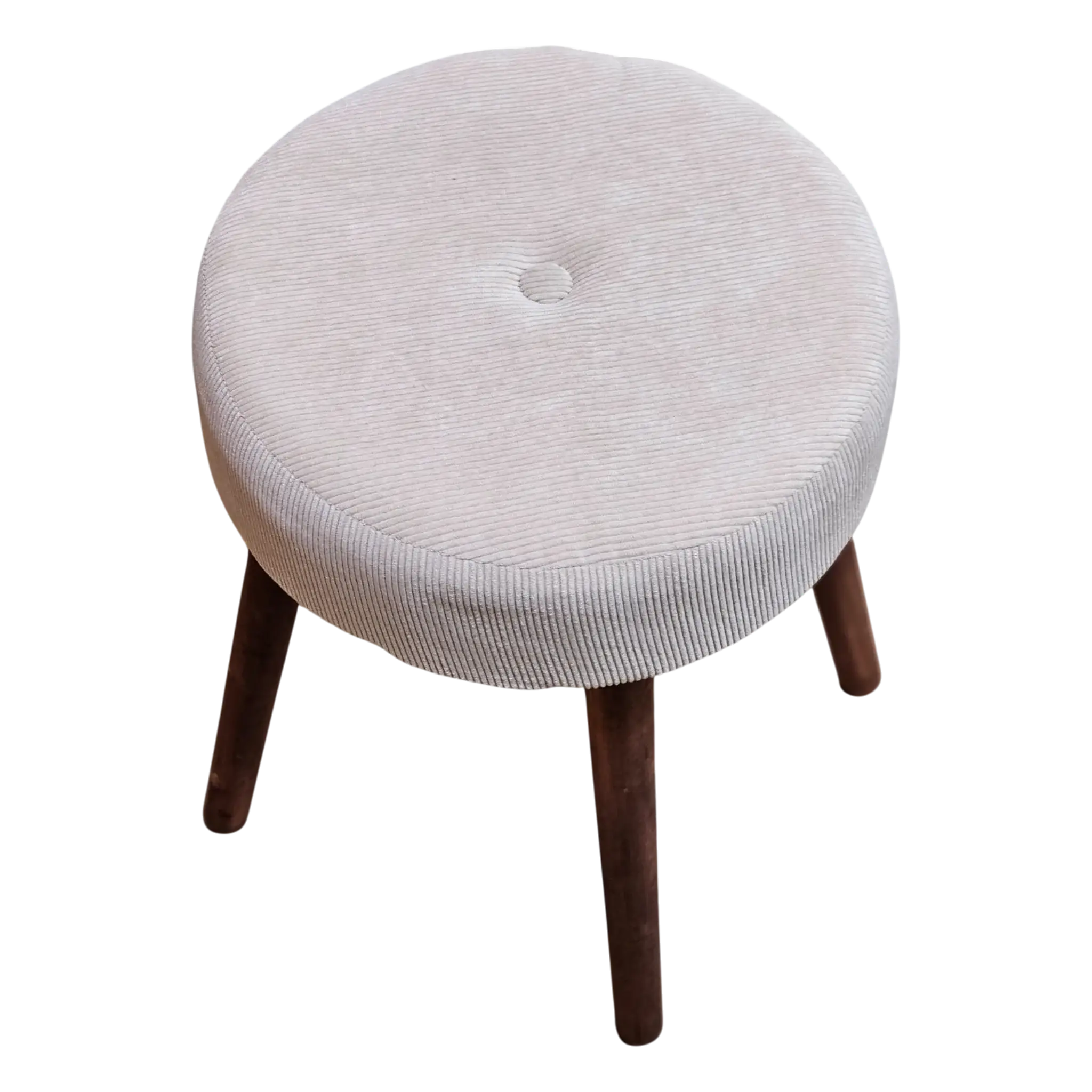 Sitzhocker Cord beige rund 35x45 cm mit Holzbeinen | Miamonda