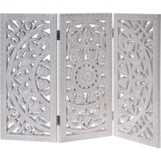 Holzornament weiß 60x45 cm shabby Landhaus Mandala Holz Holzbild eckig Ornament