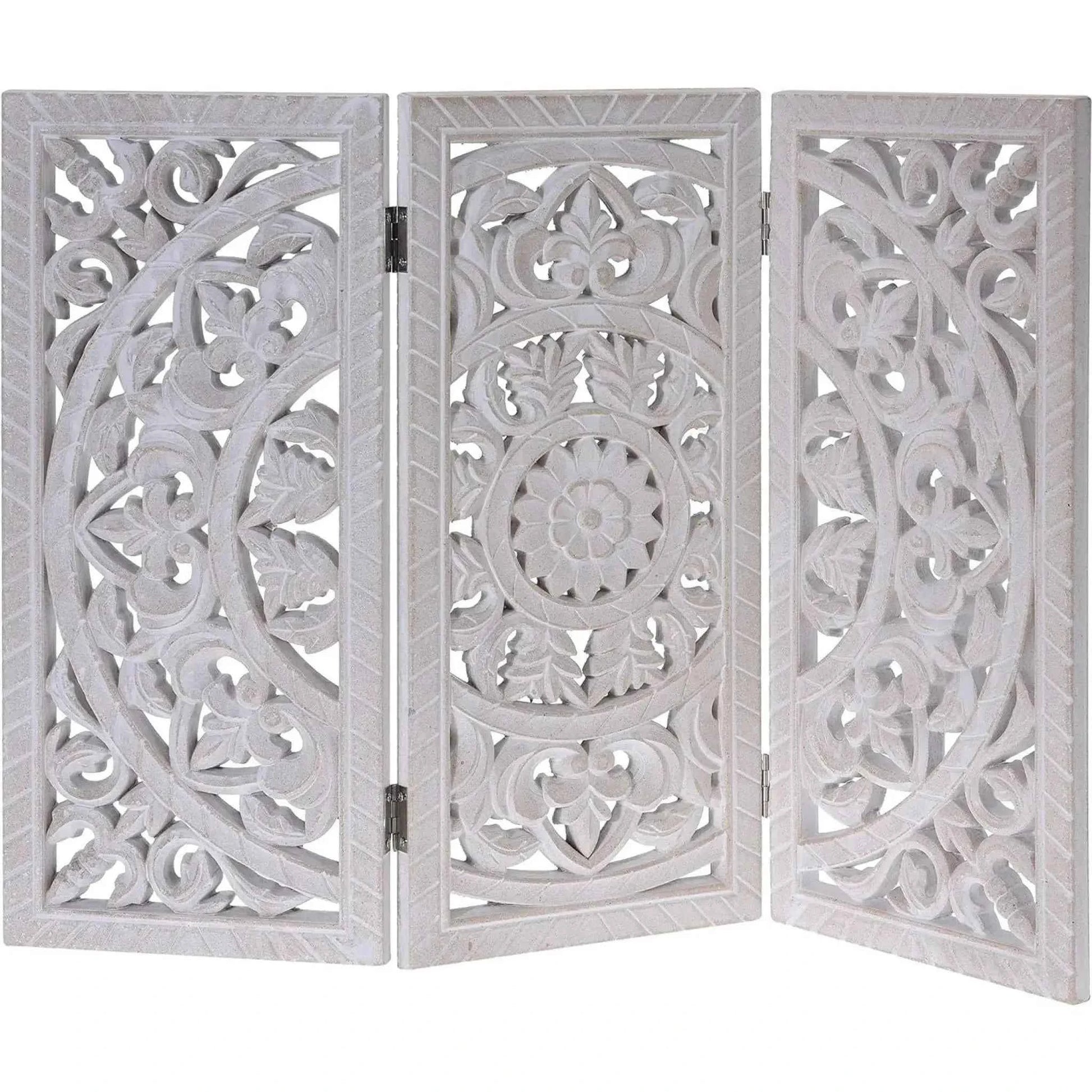 Holzornament weiß 60x45 cm shabby Landhaus Mandala Holz Holzbild eckig Ornament