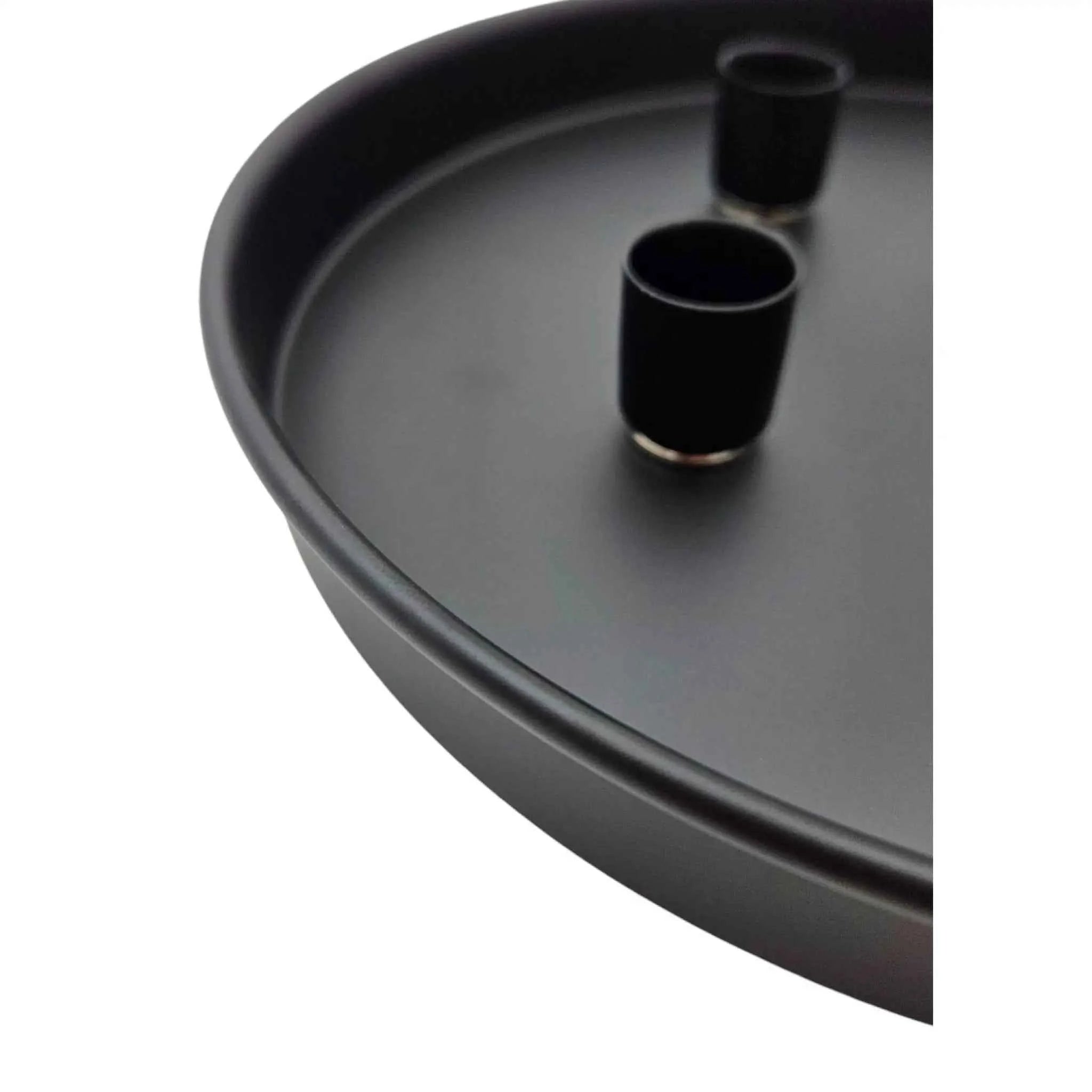 Kerzenteller Kerzentablett magnetische Kerzenhalter Tablett schwarz Metall 25 cm