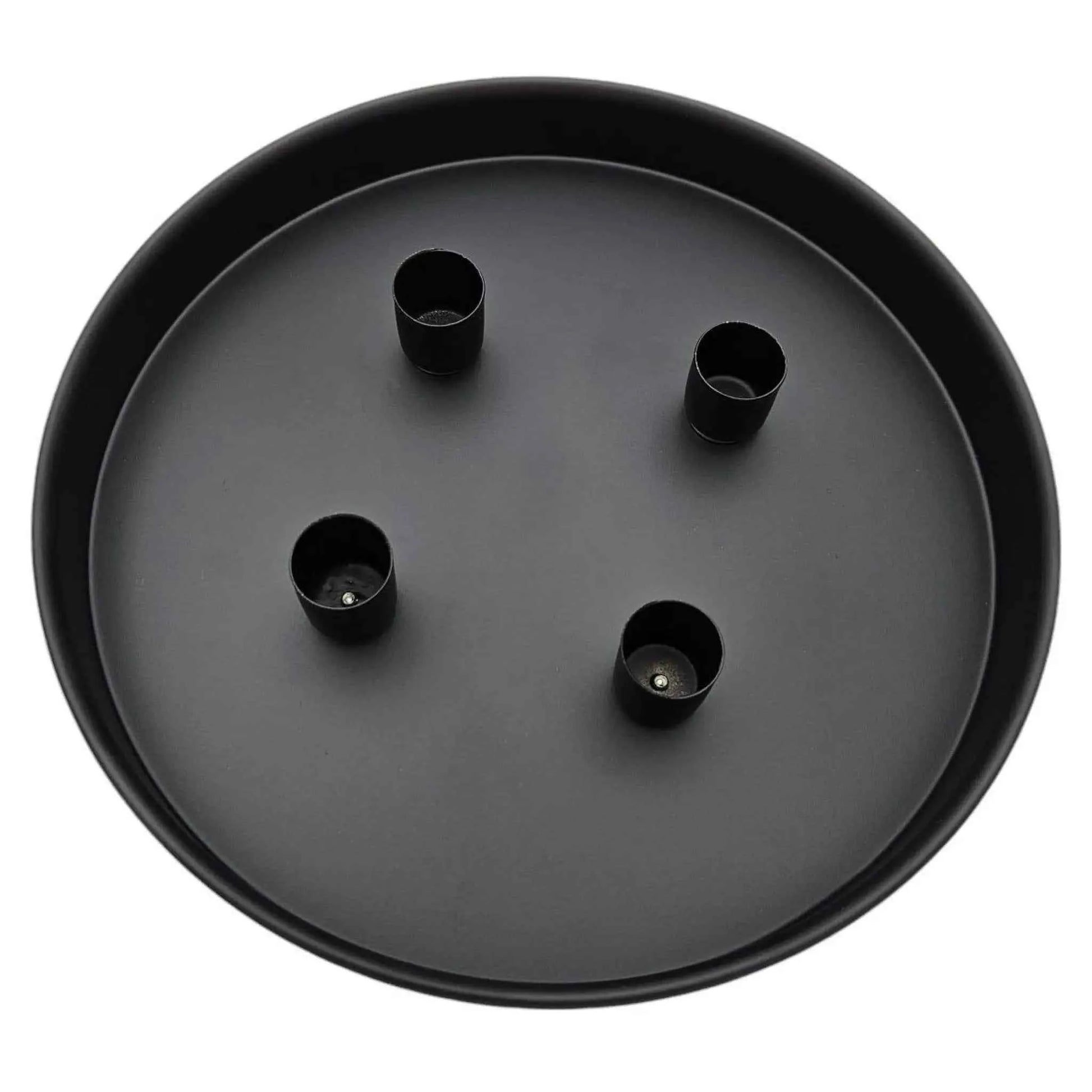 Kerzenteller Kerzentablett magnetische Kerzenhalter Tablett schwarz Metall 25 cm