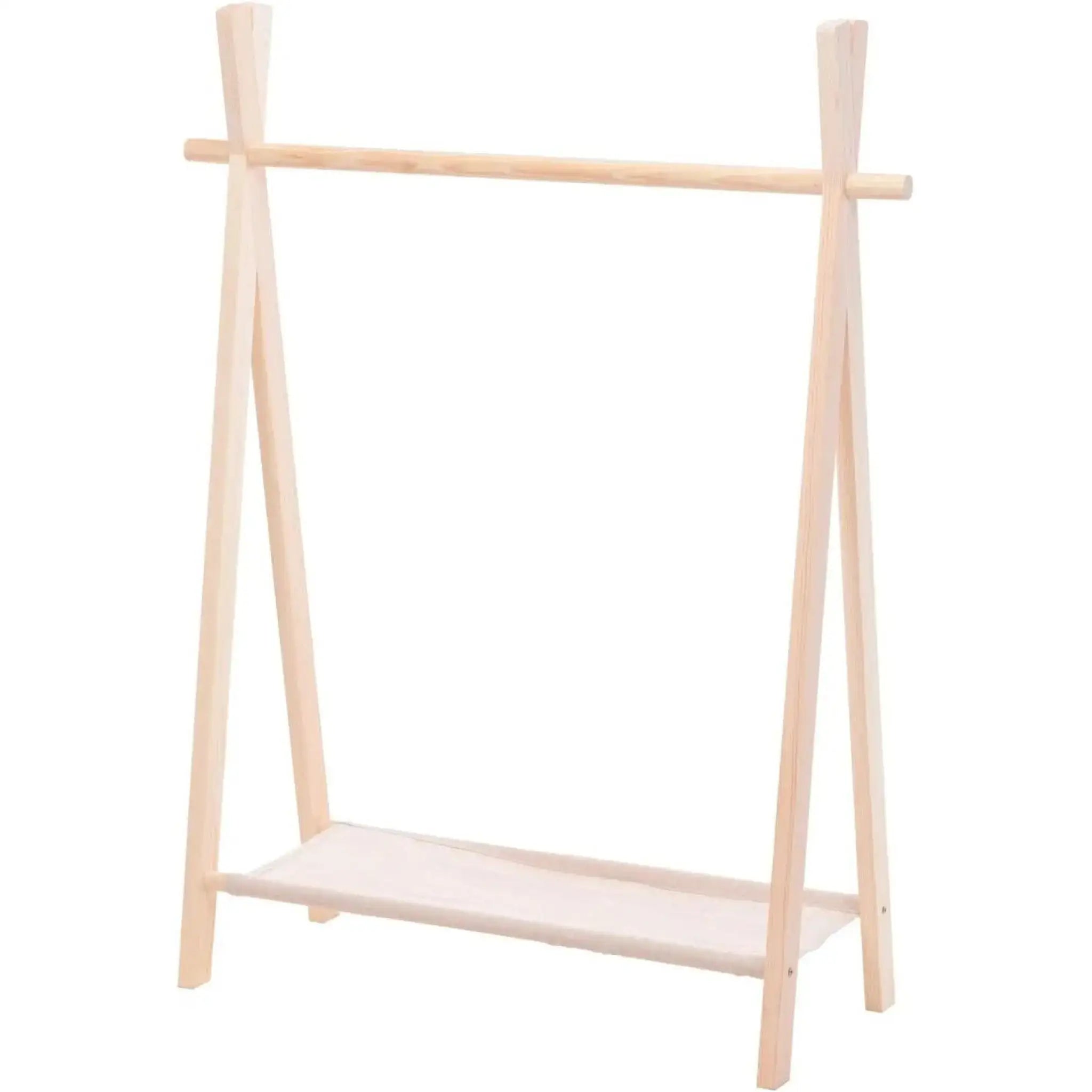 Kleiderständer für Kinder Garderobe mit Ablage Holz hellbraun 100x80x30 cm