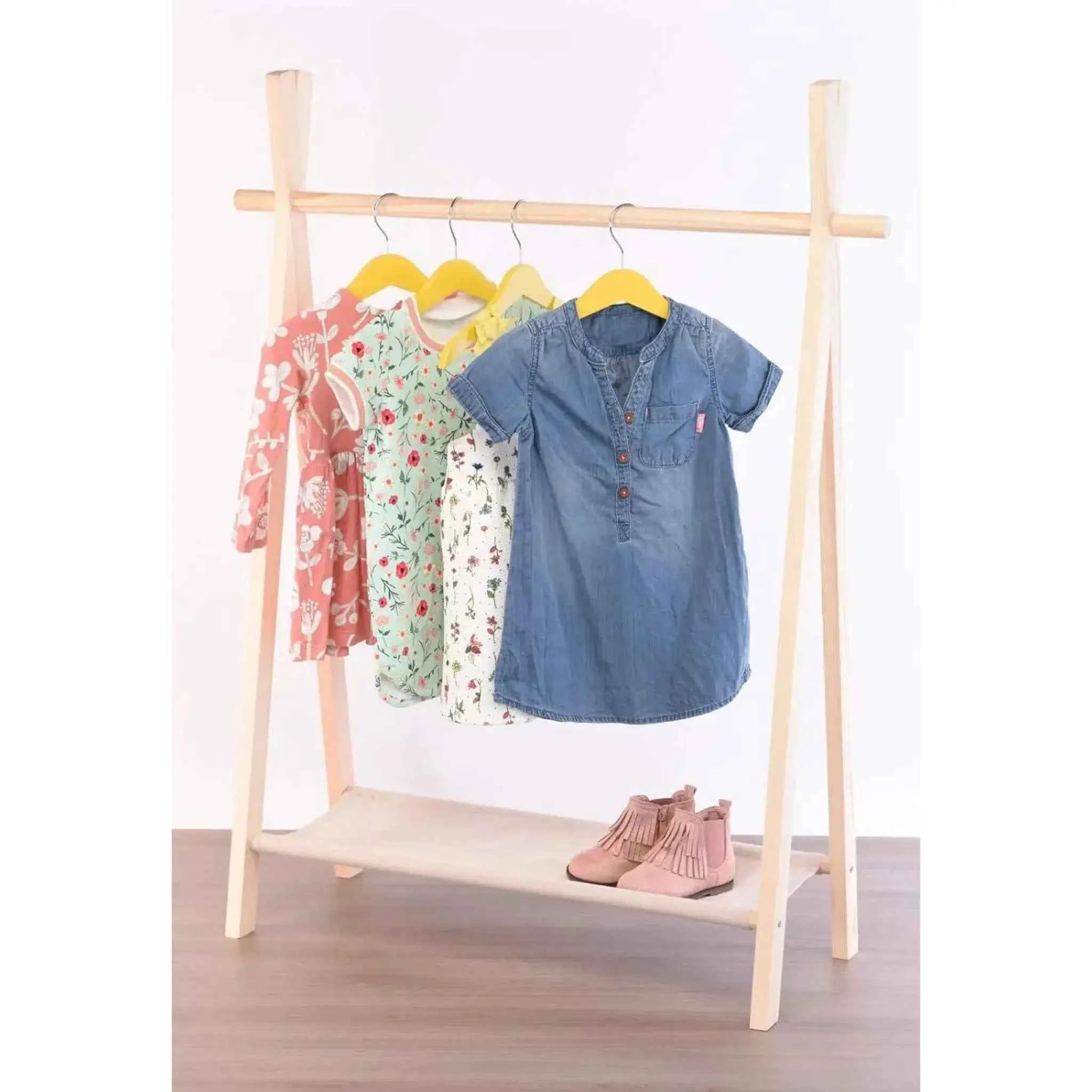 Kleiderständer für Kinder Garderobe Kleiderstange mit Ablage Holz 100x80x30 cm