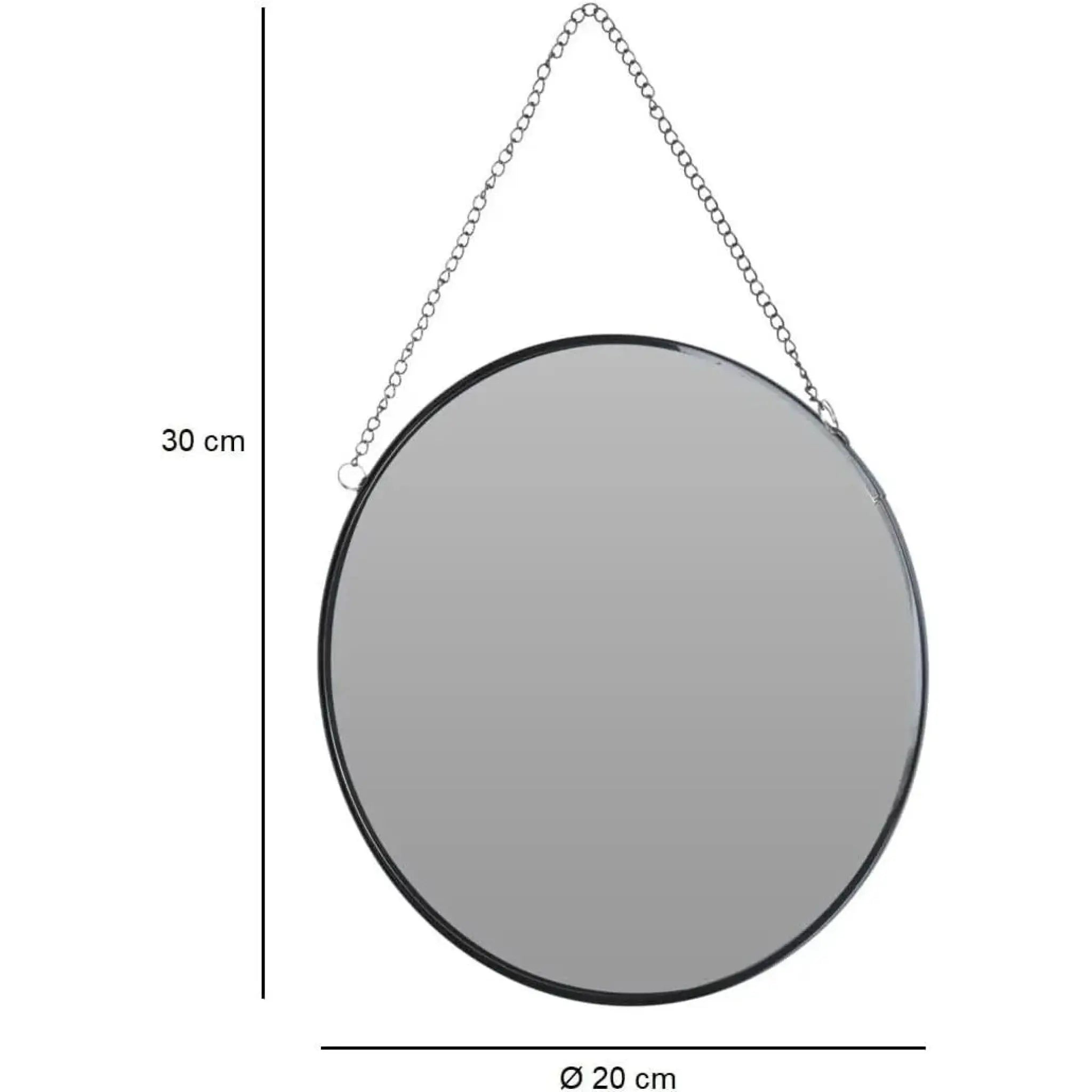 Wandspiegel rund Metall Glas anthrazit 20 cm mit Aufhängekette | Miamonda
